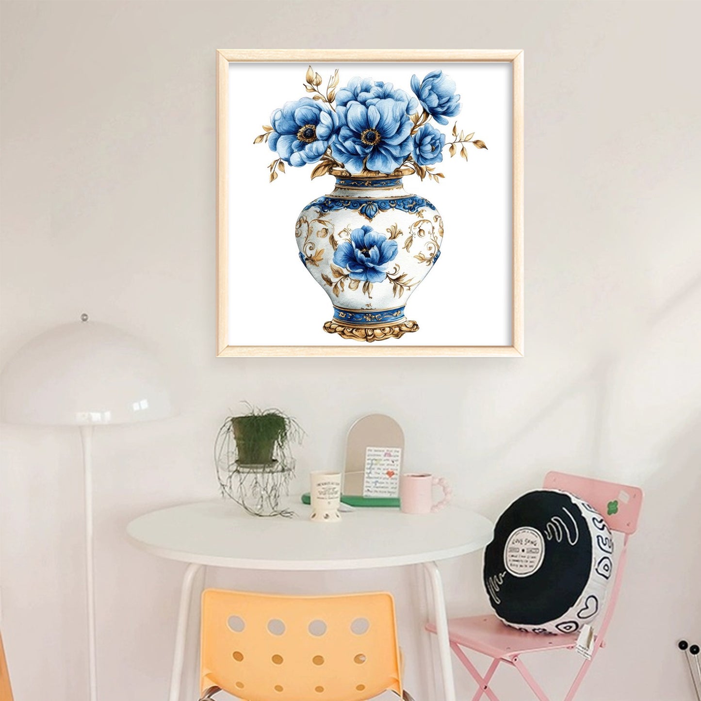 Porcelain Flower Vase - Full 11CT Stamped Cross Stitch 40x40CM - Huacan