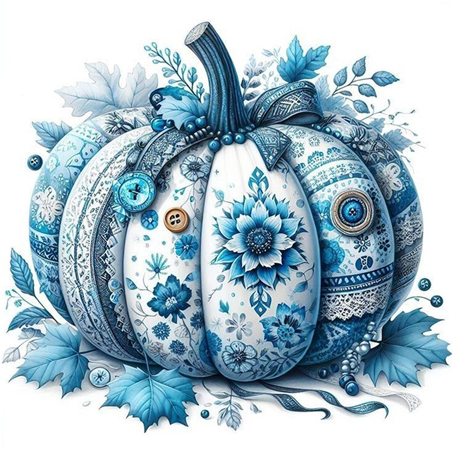 Porcelain Pumpkin - Full 11CT Stamped Cross Stitch 40x40CM - Huacan