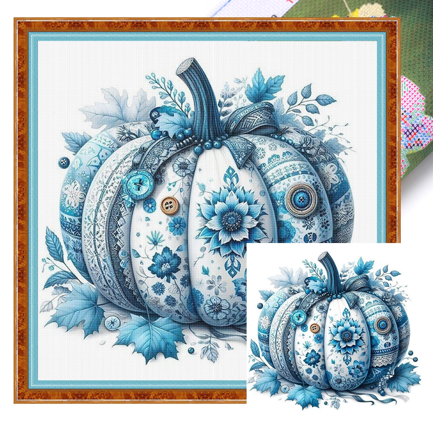 Porcelain Pumpkin - Full 11CT Stamped Cross Stitch 40x40CM - Huacan