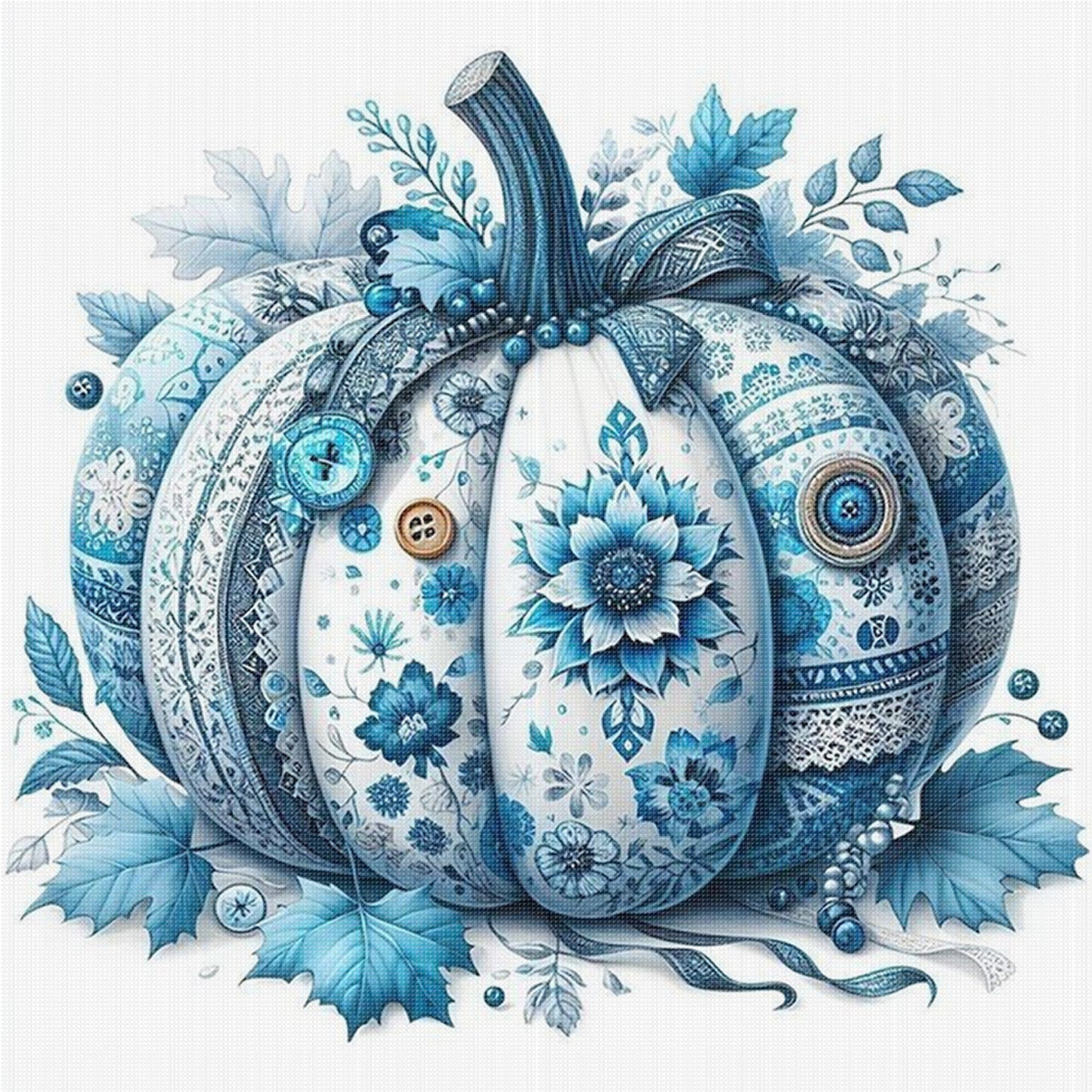 Porcelain Pumpkin - Full 11CT Stamped Cross Stitch 40x40CM - Huacan