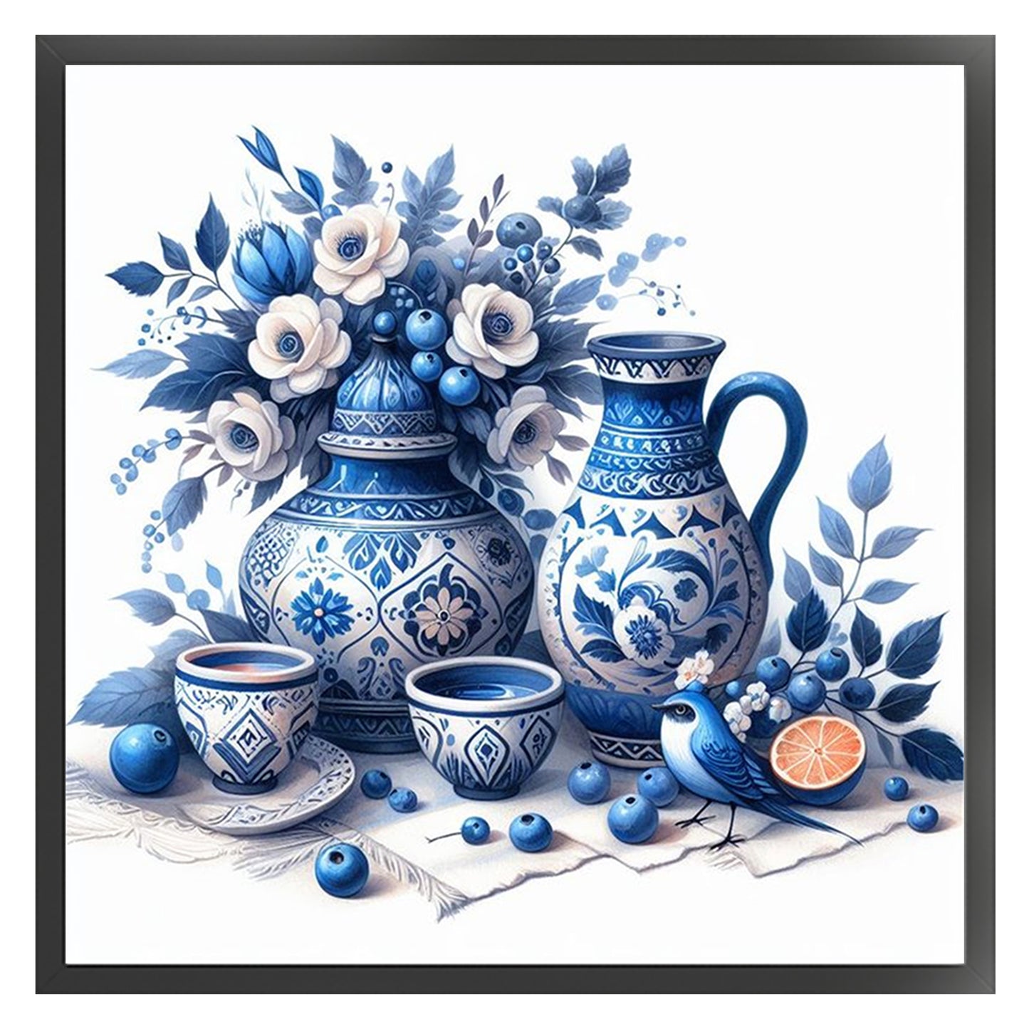 Porcelain Tea Set - Full 11CT Stamped Cross Stitch 40x40CM - Huacan