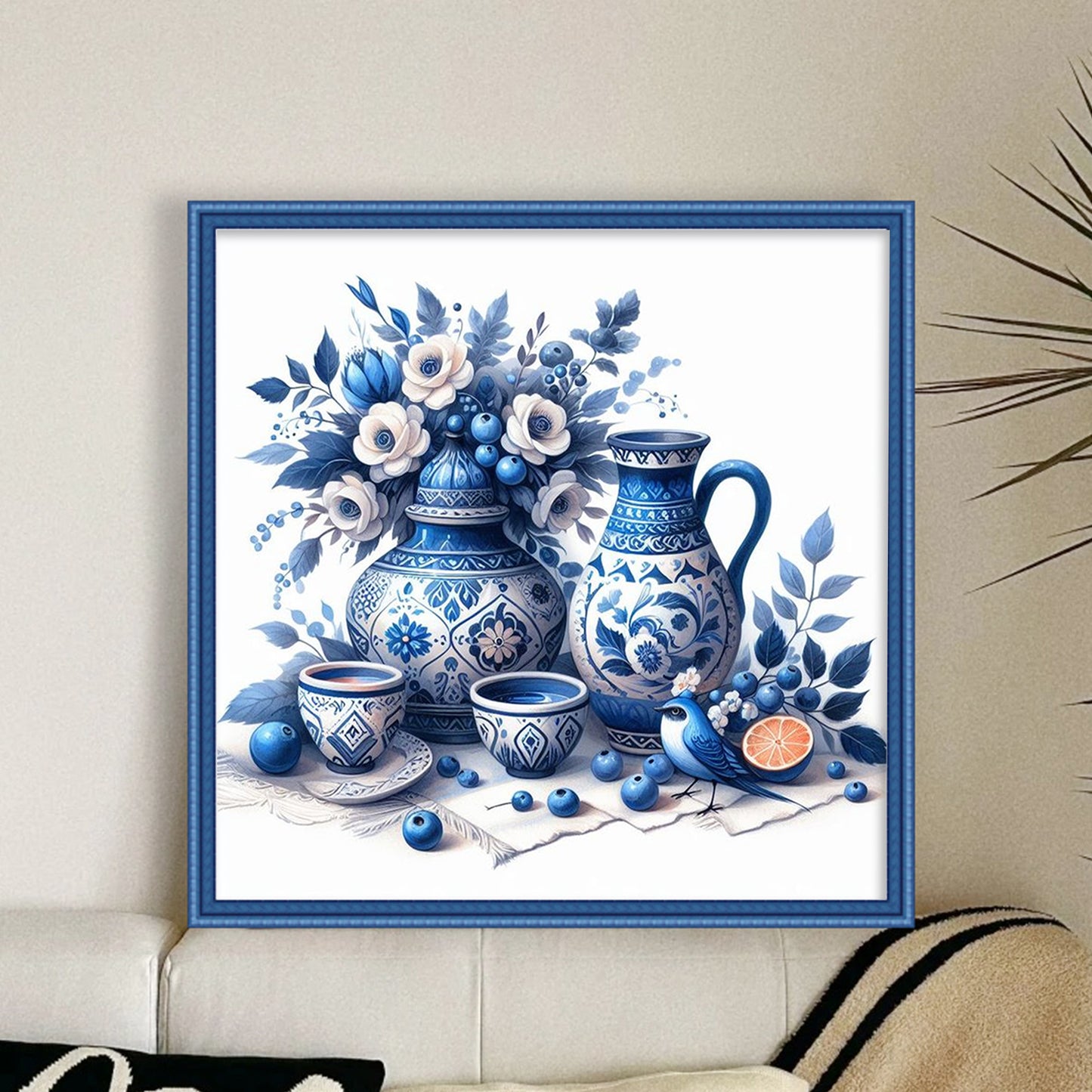Porcelain Tea Set - Full 11CT Stamped Cross Stitch 40x40CM - Huacan