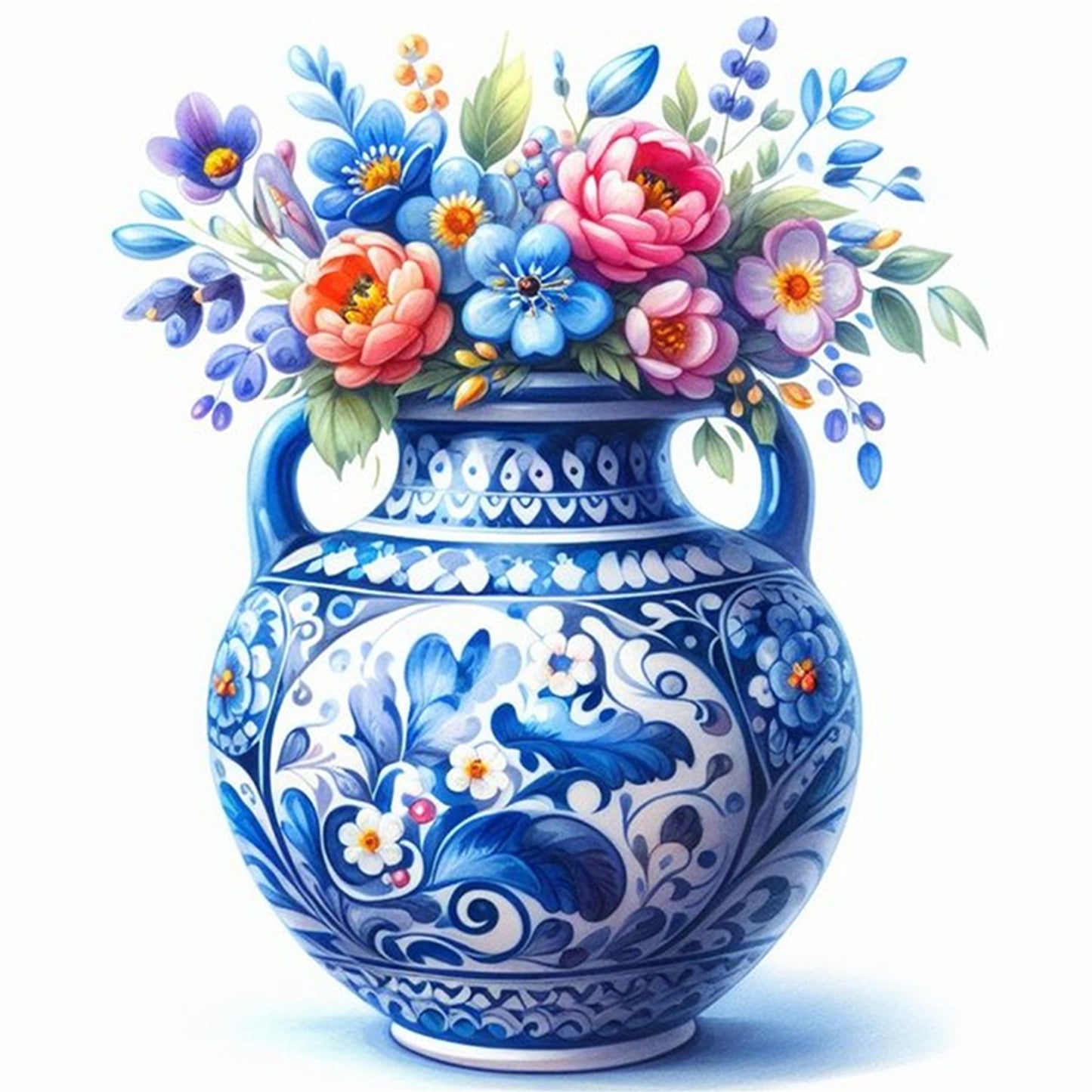 Porcelain Vase - Full 11CT Stamped Cross Stitch 40x40CM - Huacan
