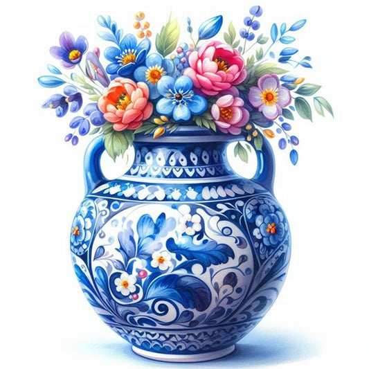 Porcelain Vase - Full 11CT Stamped Cross Stitch 40x40CM - Huacan