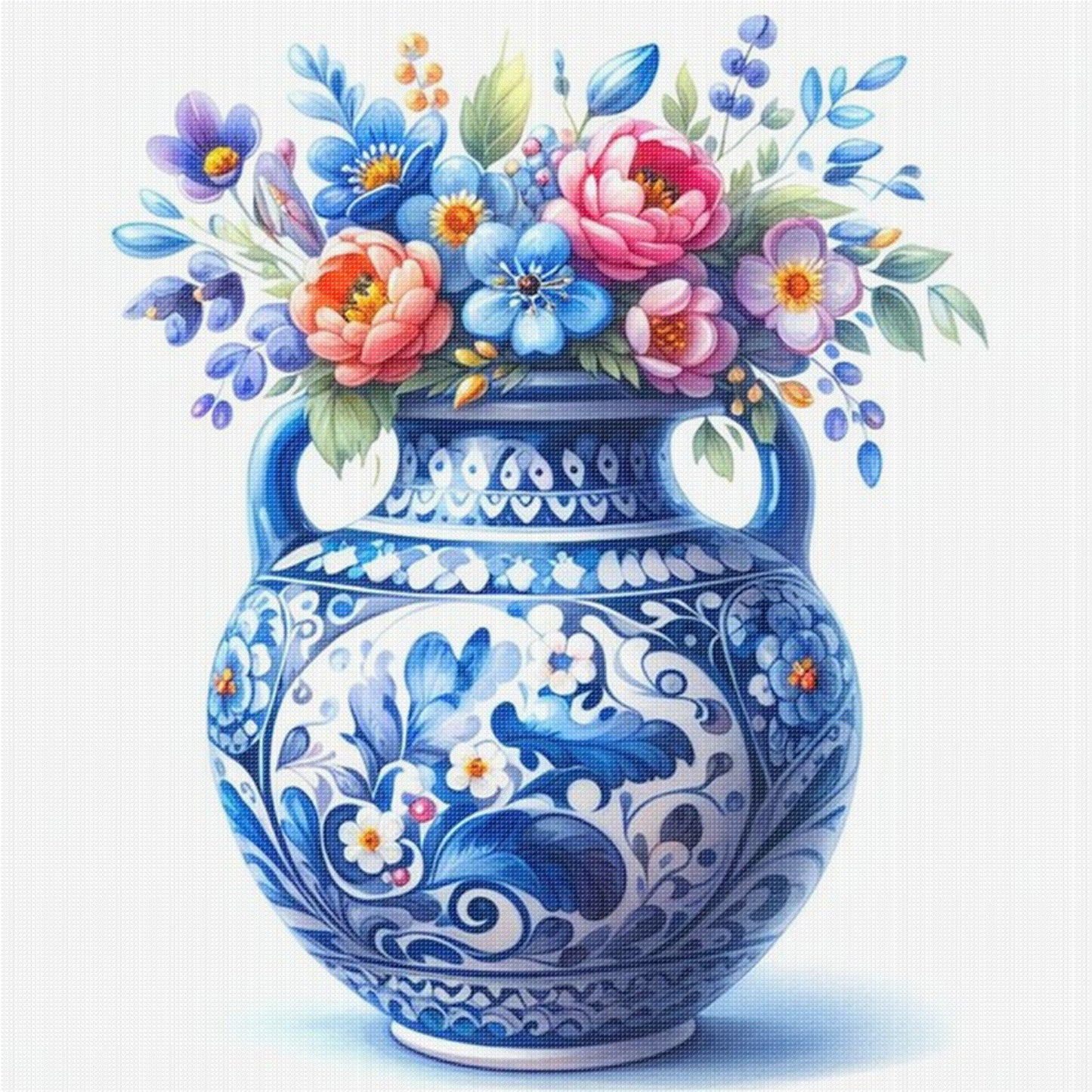 Porcelain Vase - Full 11CT Stamped Cross Stitch 40x40CM - Huacan