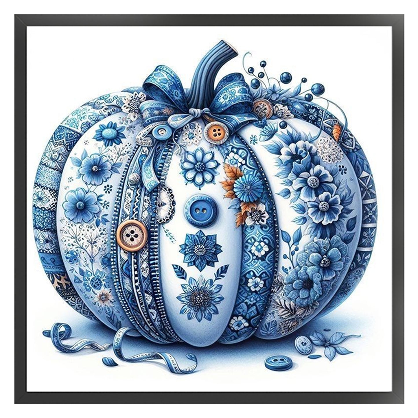 Porcelain Patchwork Pumpkin - Full 11CT Stamped Cross Stitch 40x40CM - Huacan
