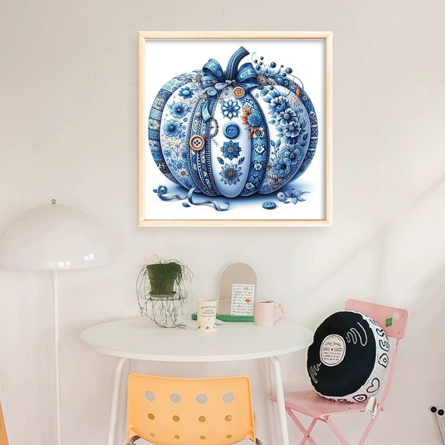 Porcelain Patchwork Pumpkin - Full 11CT Stamped Cross Stitch 40x40CM - Huacan