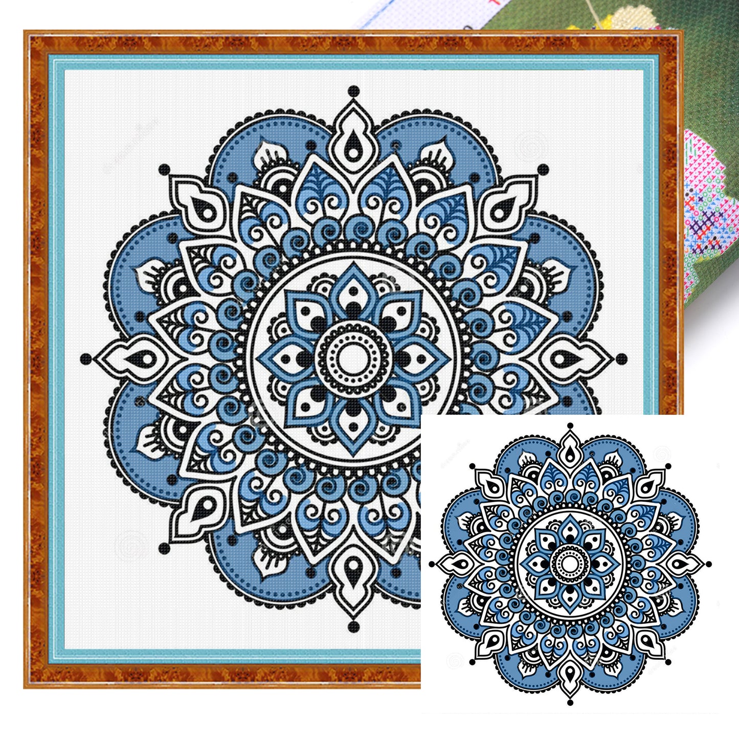 Porcelain Mandala - Full 11CT Stamped Cross Stitch 40x40CM - Huacan