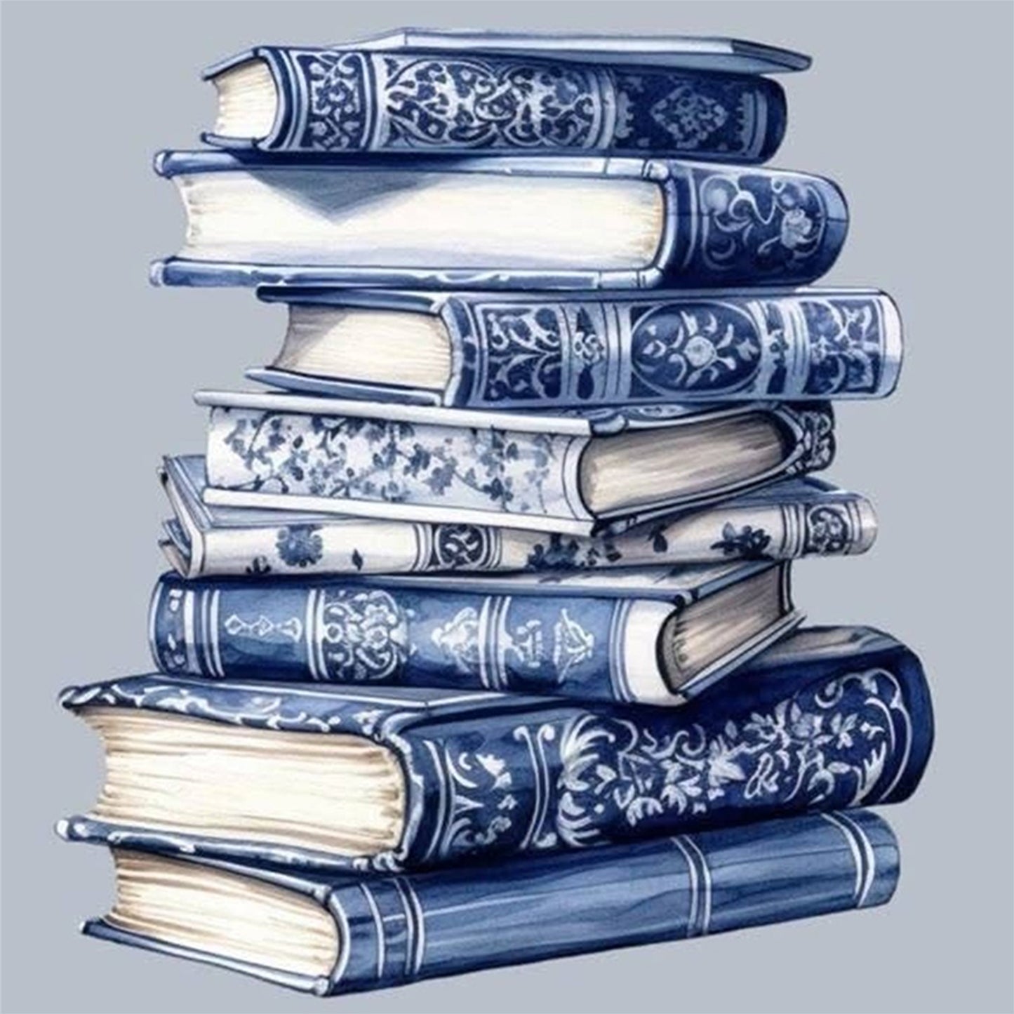 Porcelain Books - Full 11CT Stamped Cross Stitch 40x40CM - Huacan