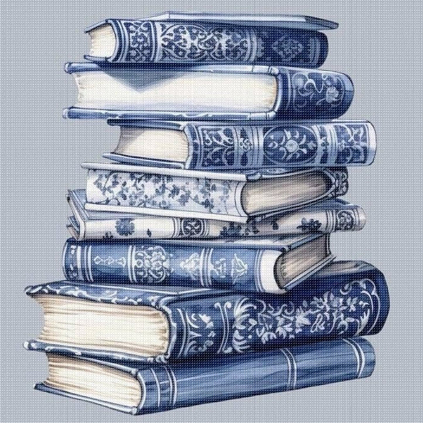 Porcelain Books - Full 11CT Stamped Cross Stitch 40x40CM - Huacan