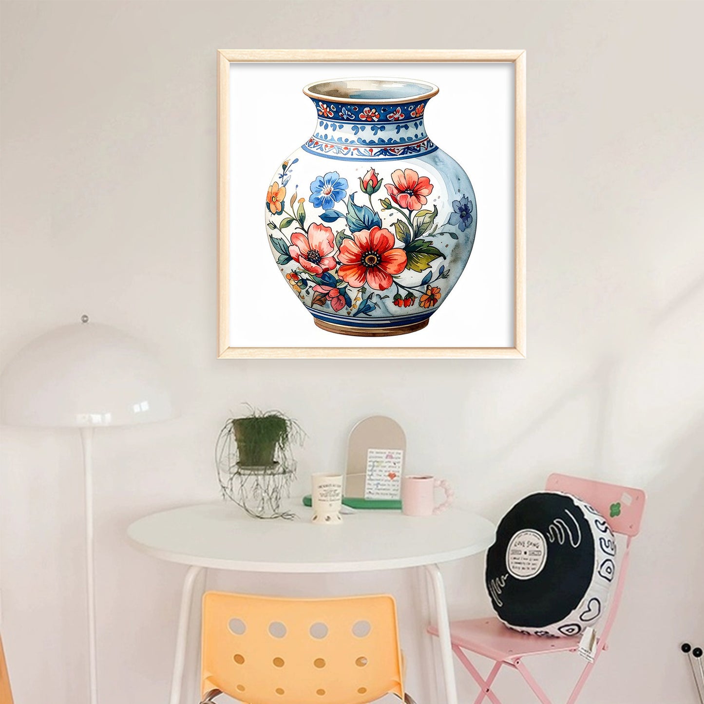 Porcelain Floral Vase - Full 11CT Stamped Cross Stitch 40x40CM - Huacan
