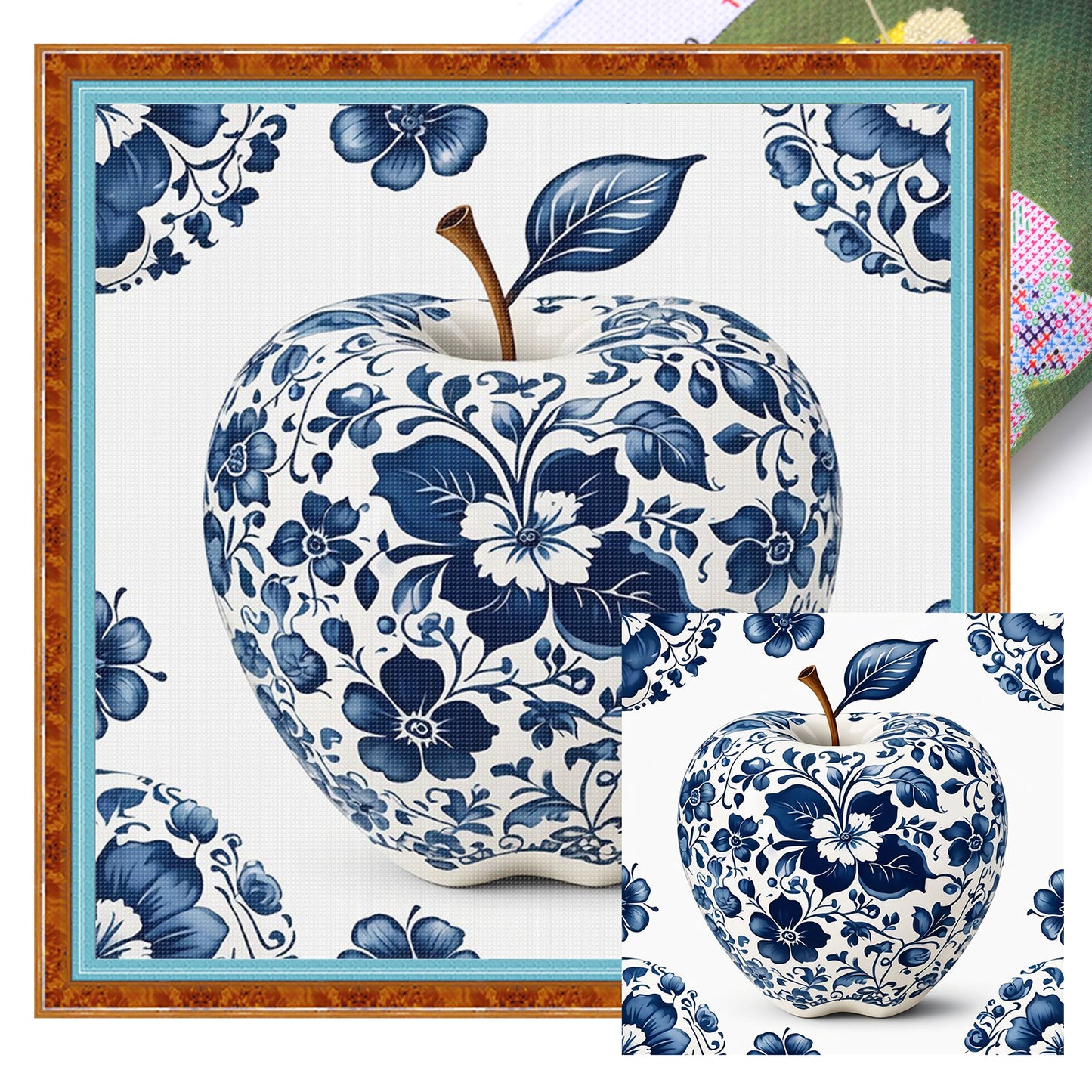 Porcelain Apple - Full 11CT Stamped Cross Stitch 40x40CM - Huacan