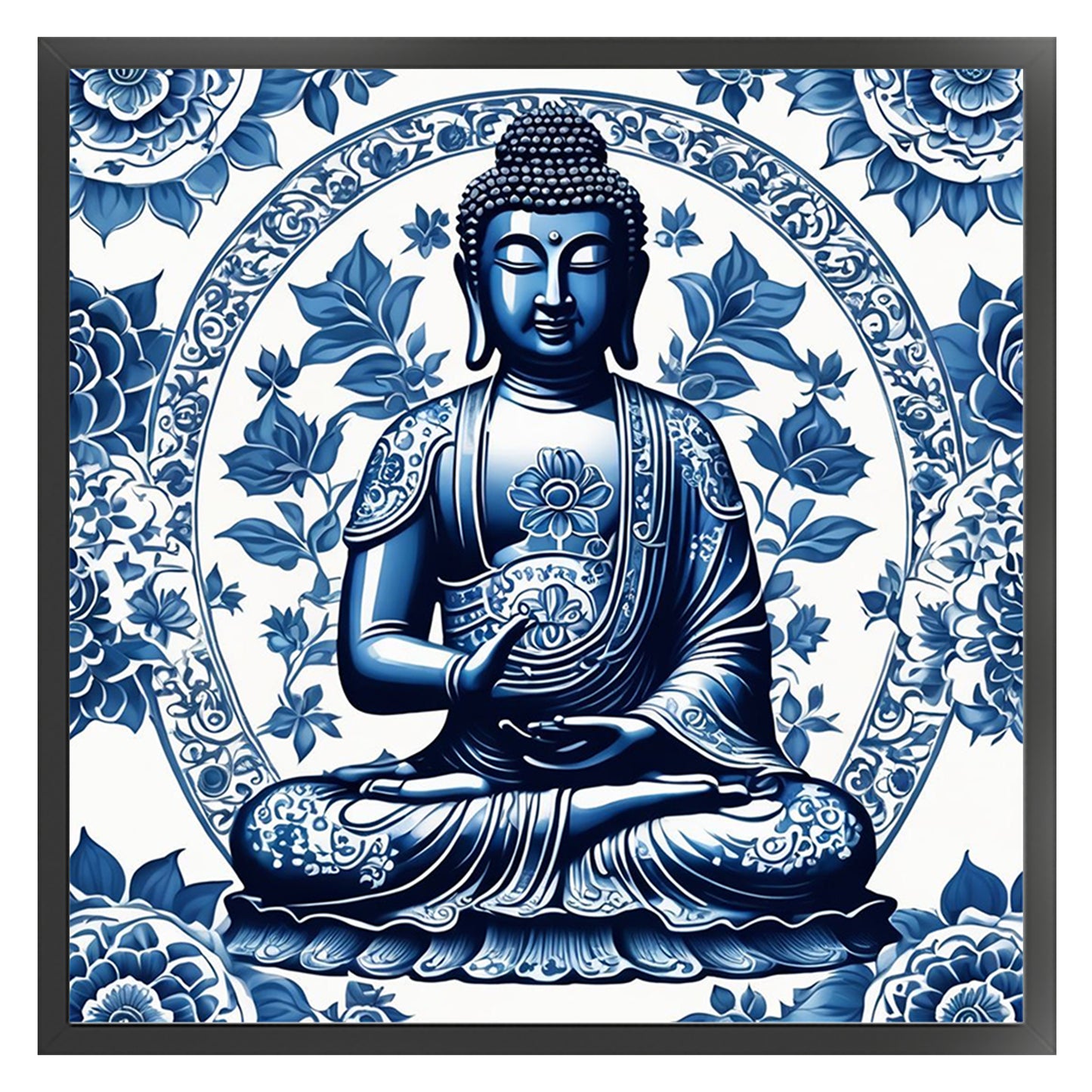 Porcelain Buddha - Full 11CT Stamped Cross Stitch 40x40CM - Huacan
