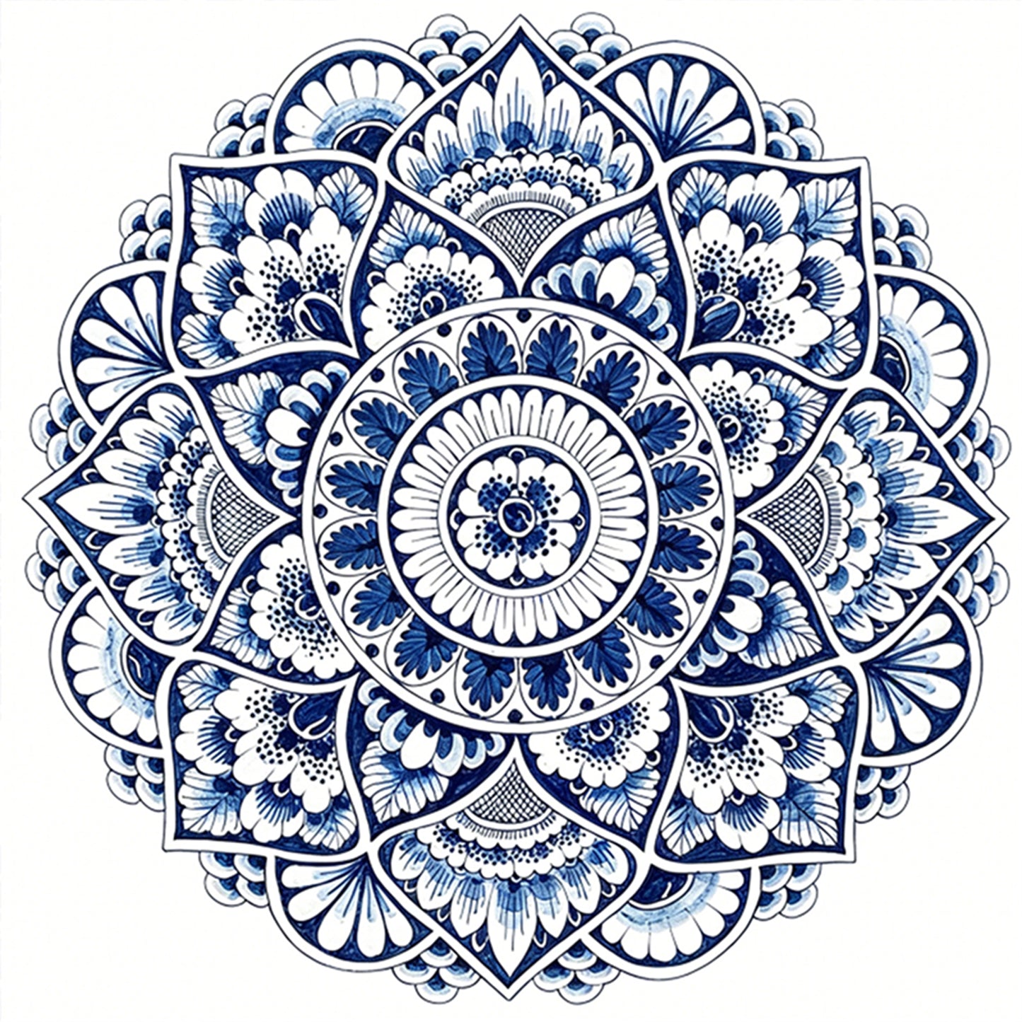 Porcelain Ornate Mandala - Full 11CT Stamped Cross Stitch 40x40CM - Huacan
