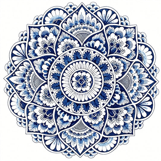 Porcelain Ornate Mandala - Full 11CT Stamped Cross Stitch 40x40CM - Huacan