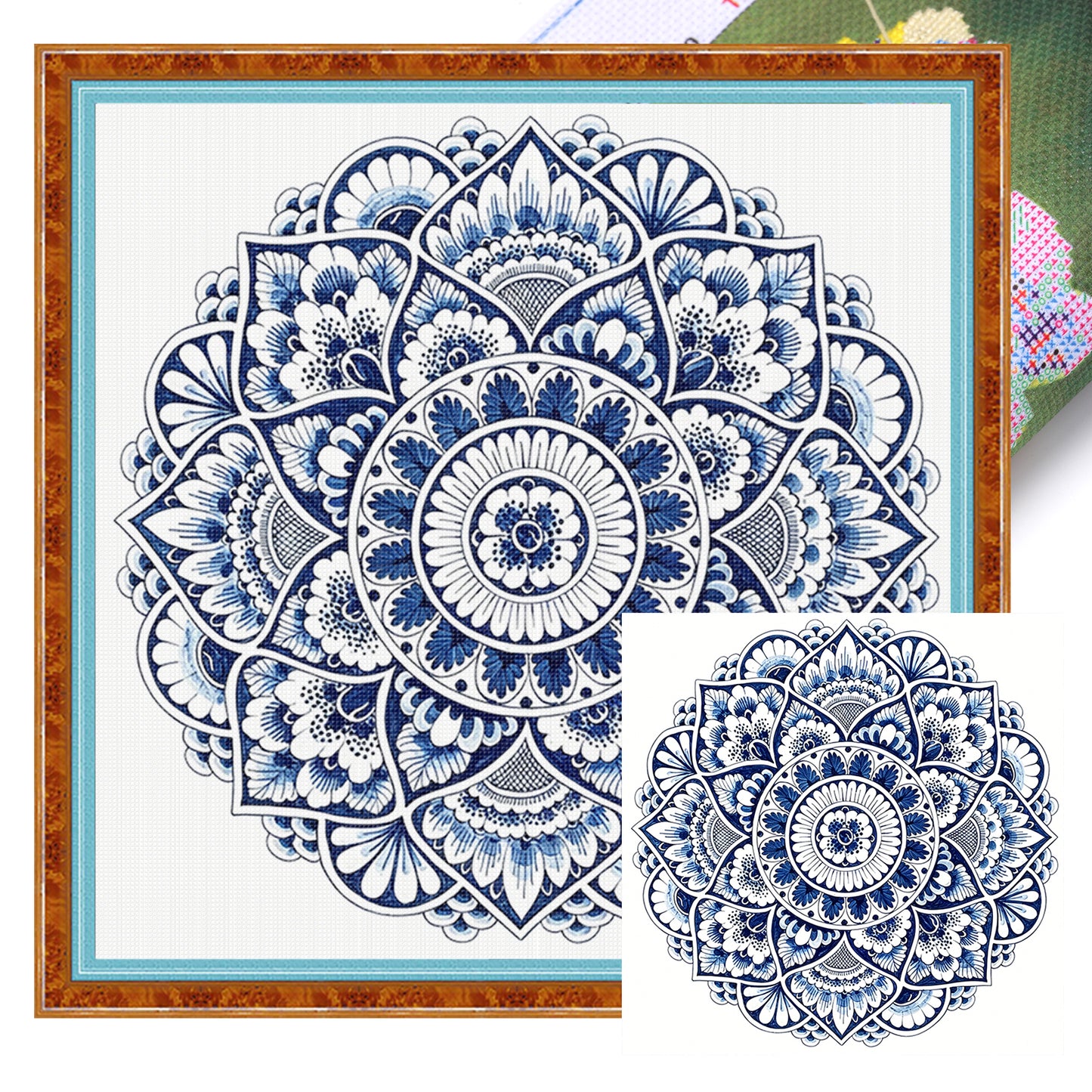 Porcelain Ornate Mandala - Full 11CT Stamped Cross Stitch 40x40CM - Huacan