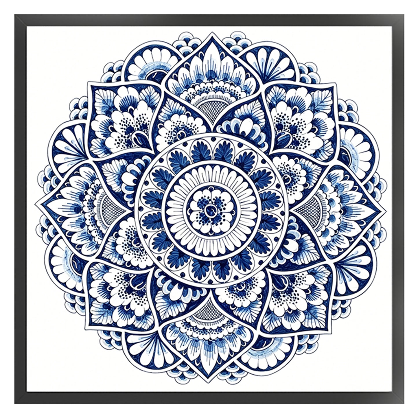 Porcelain Ornate Mandala - Full 11CT Stamped Cross Stitch 40x40CM - Huacan