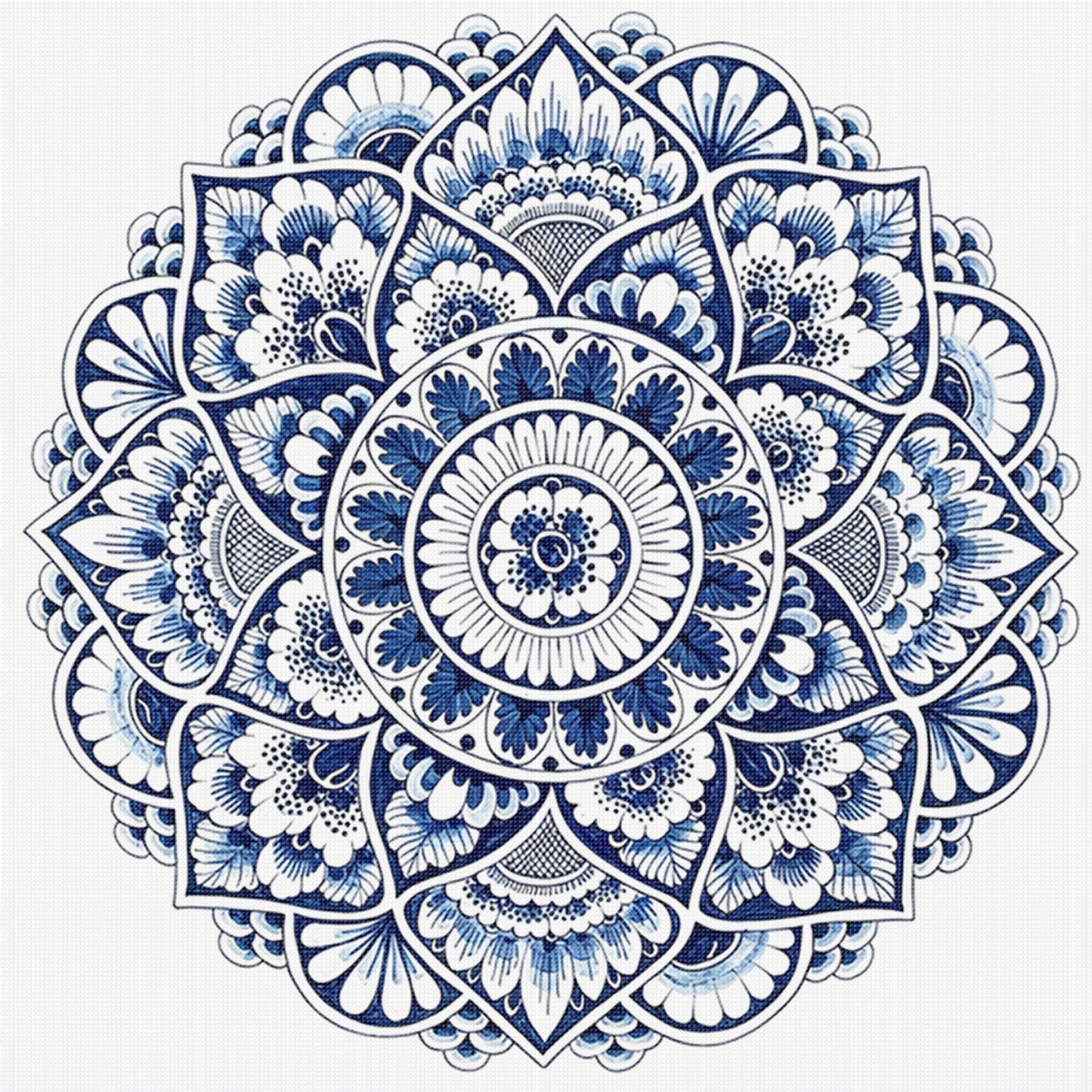 Porcelain Ornate Mandala - Full 11CT Stamped Cross Stitch 40x40CM - Huacan