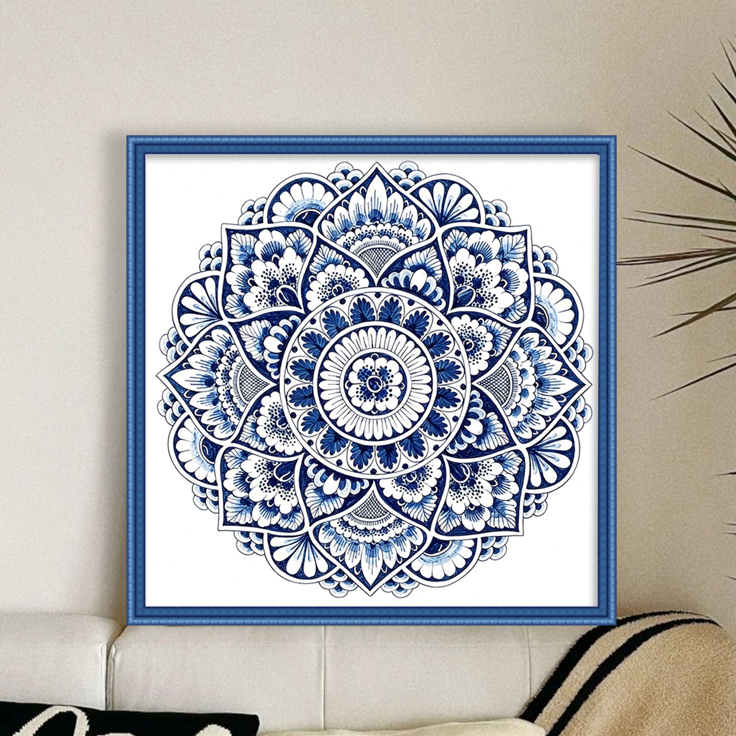 Porcelain Ornate Mandala - Full 11CT Stamped Cross Stitch 40x40CM - Huacan
