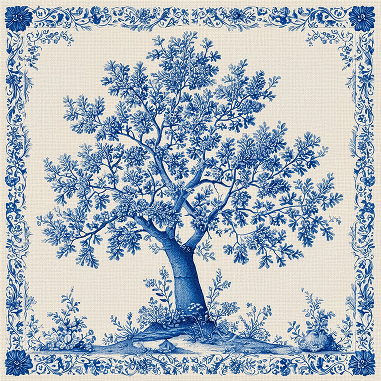 Porcelain Tree Of Life - Full 11CT Stamped Cross Stitch 40x40CM - Huacan