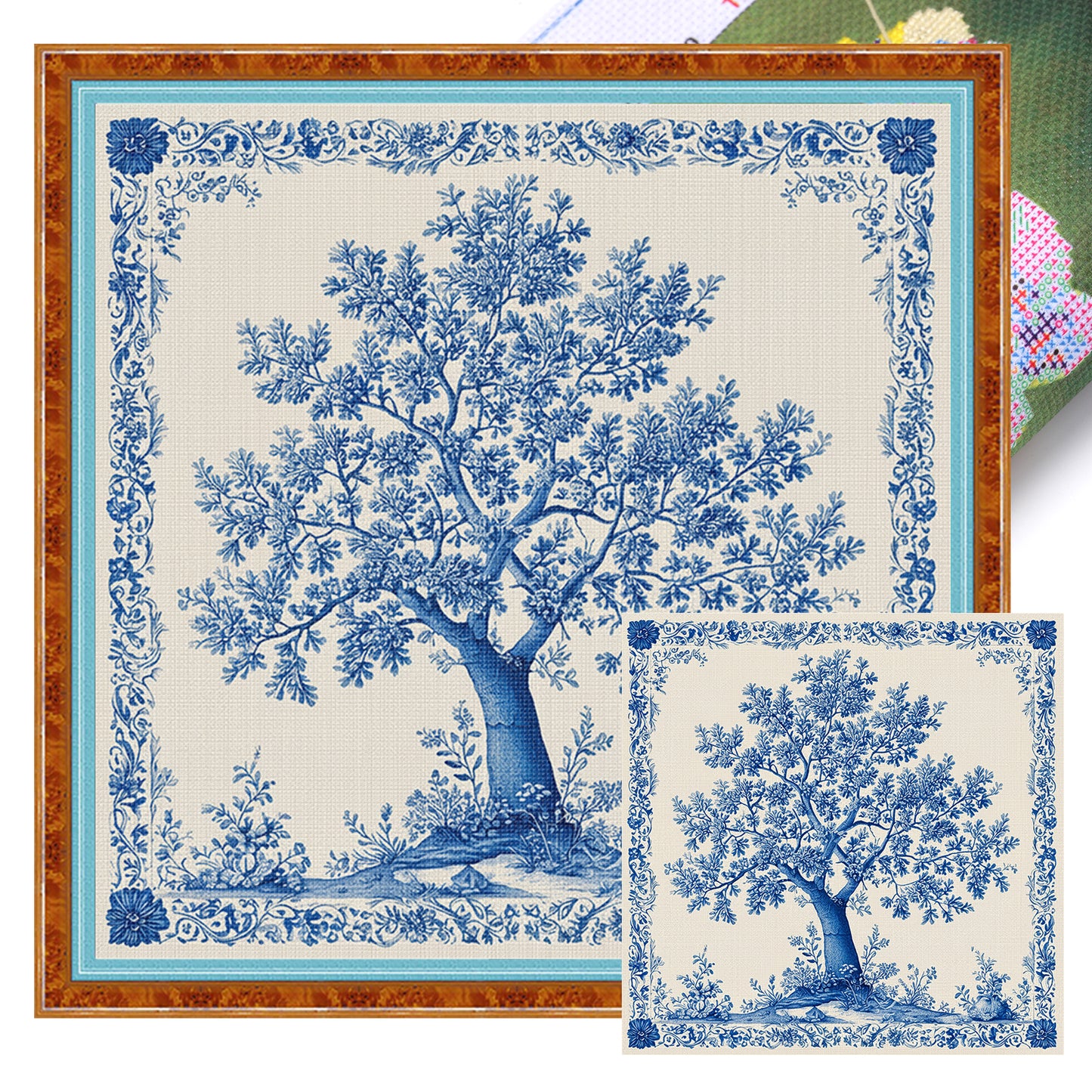 Porcelain Tree Of Life - Full 11CT Stamped Cross Stitch 40x40CM - Huacan