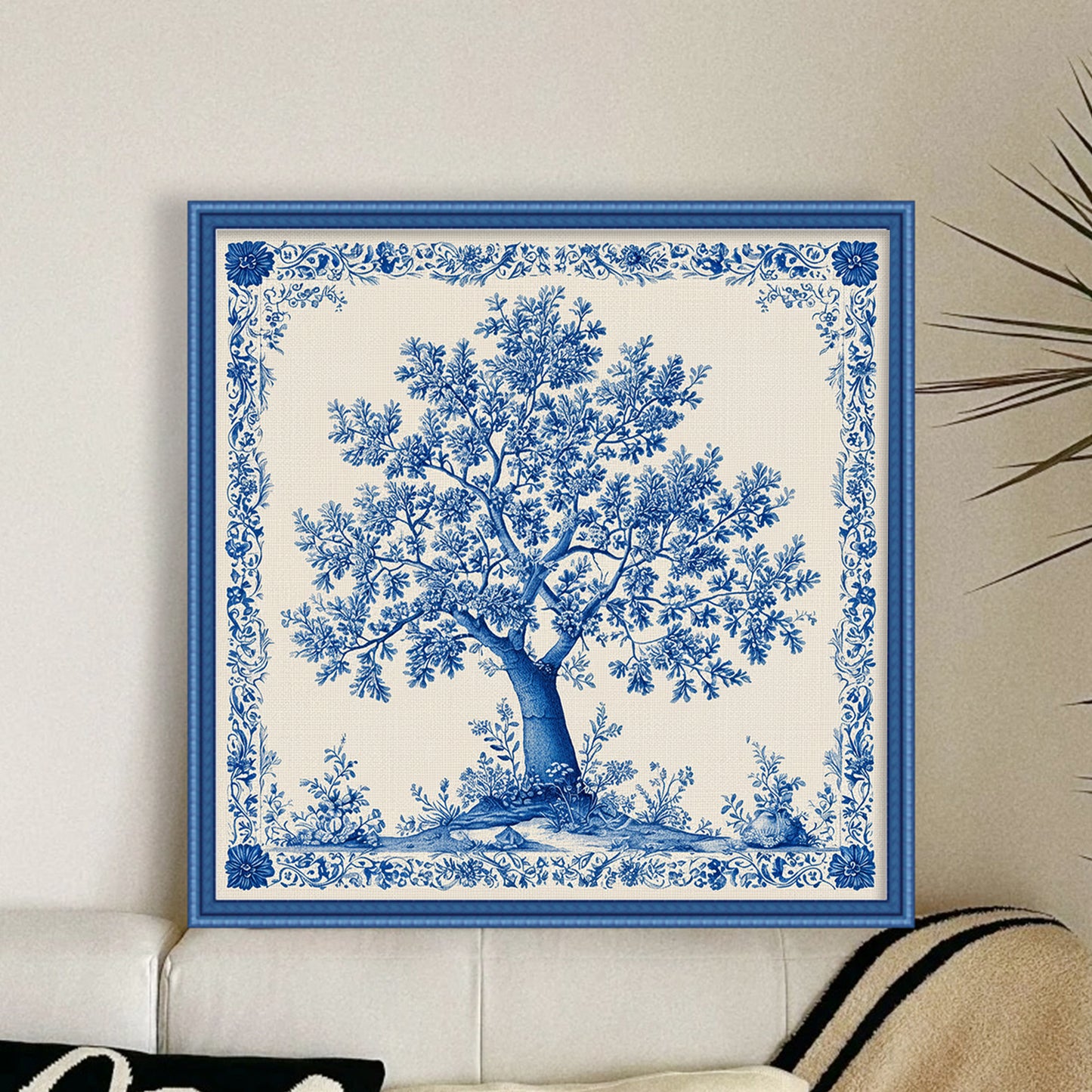 Porcelain Tree Of Life - Full 11CT Stamped Cross Stitch 40x40CM - Huacan