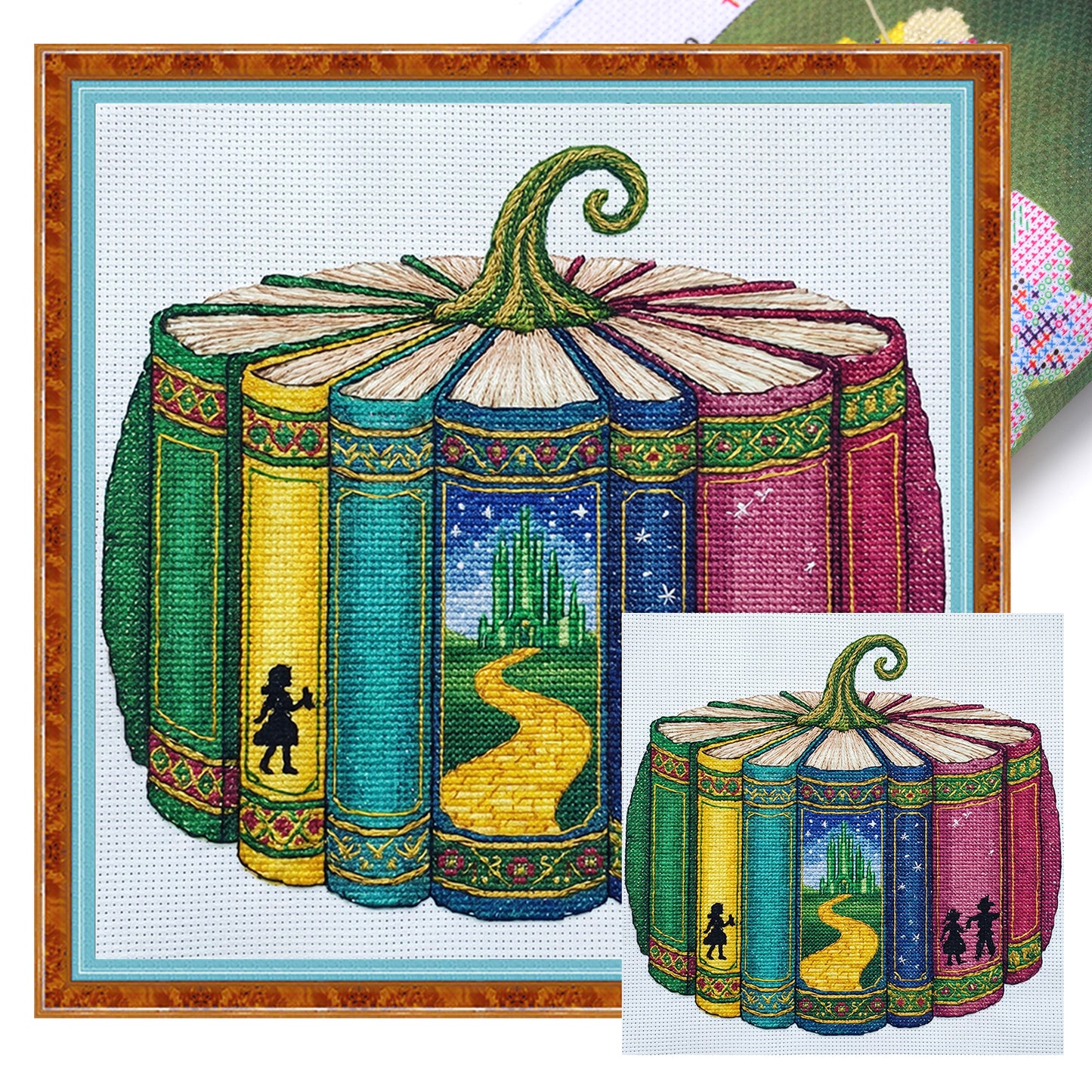 Fairy Tale Book & Pumpkin - Full 14CT Stamped Cross Stitch 40x40CM - Huacan