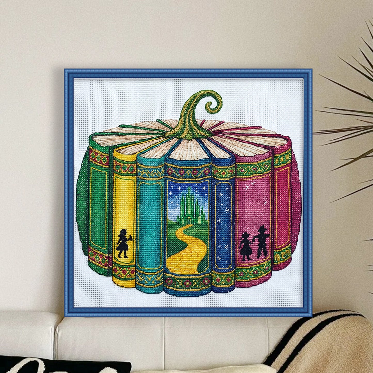 Fairy Tale Book & Pumpkin - Full 14CT Stamped Cross Stitch 40x40CM - Huacan