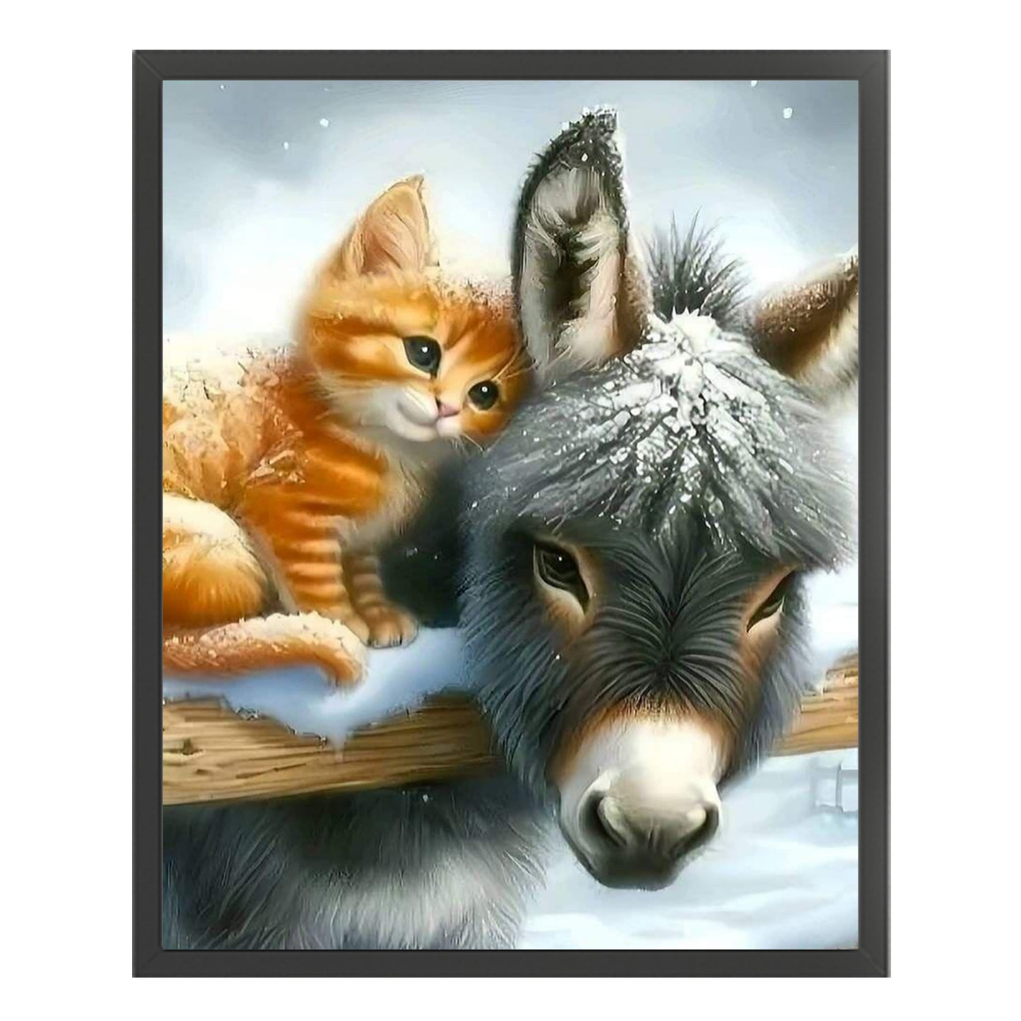 Cat And Donkey - Full 11CT Stamped Cross Stitch 40x50CM - Huacan