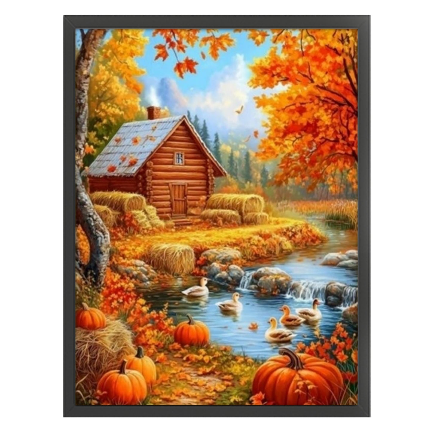 Autumn Cabin - Full 11CT Stamped Cross Stitch 45x60CM - Huacan