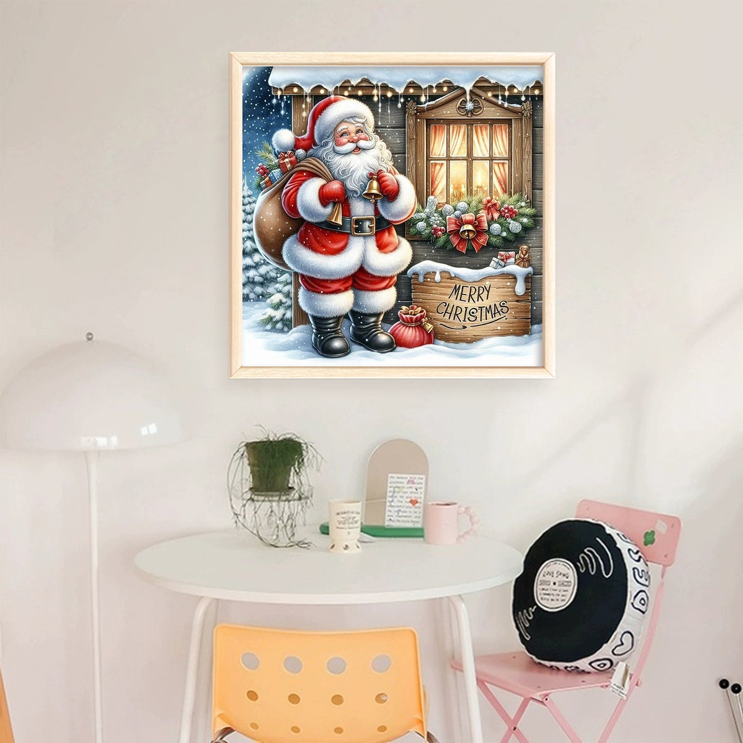 Santa Claus Carrying Bells - Full 11CT Stamped Cross Stitch 45x45CM - Huacan