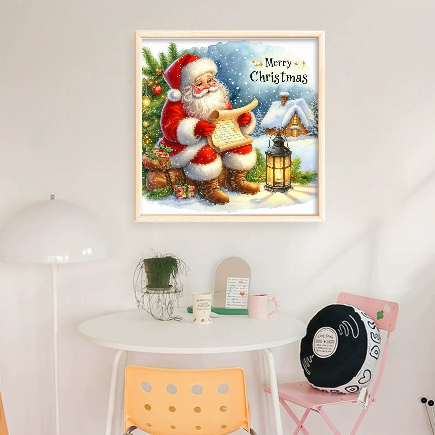 Santa Checking List - Full 11CT Stamped Cross Stitch 45x45CM - Huacan