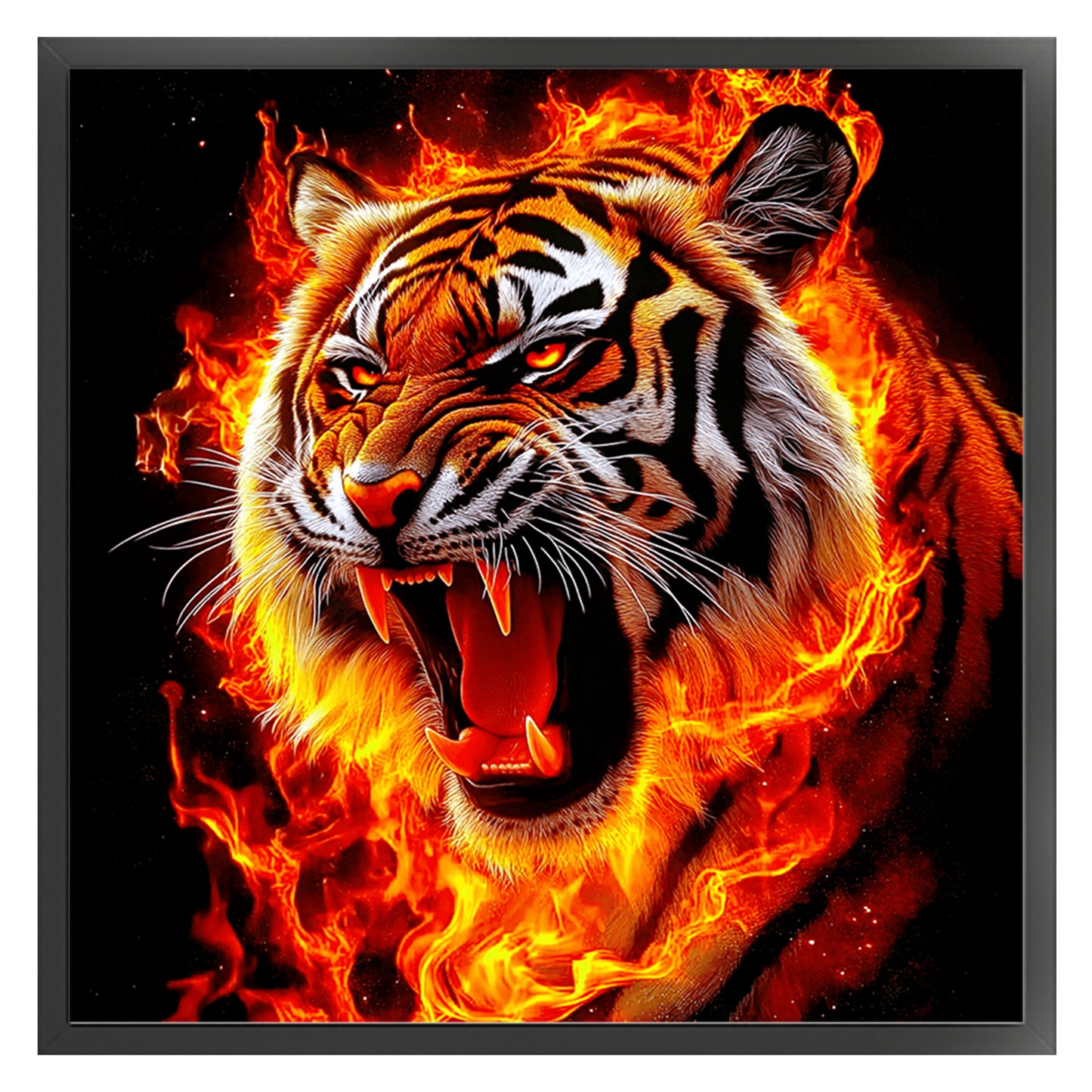 Fire Tiger Roar - Full 11CT Stamped Cross Stitch 40x40CM - Huacan