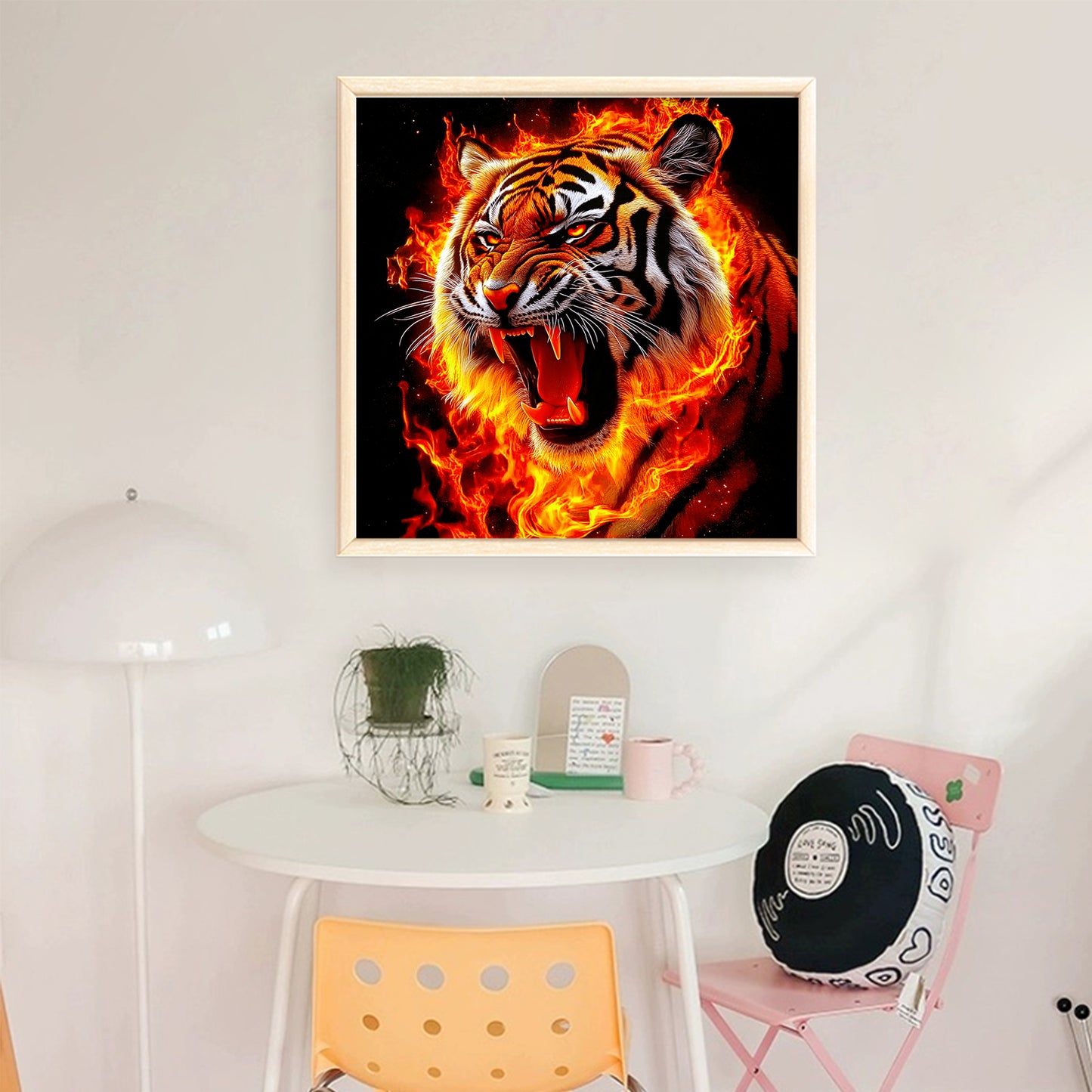 Fire Tiger Roar - Full 11CT Stamped Cross Stitch 40x40CM - Huacan