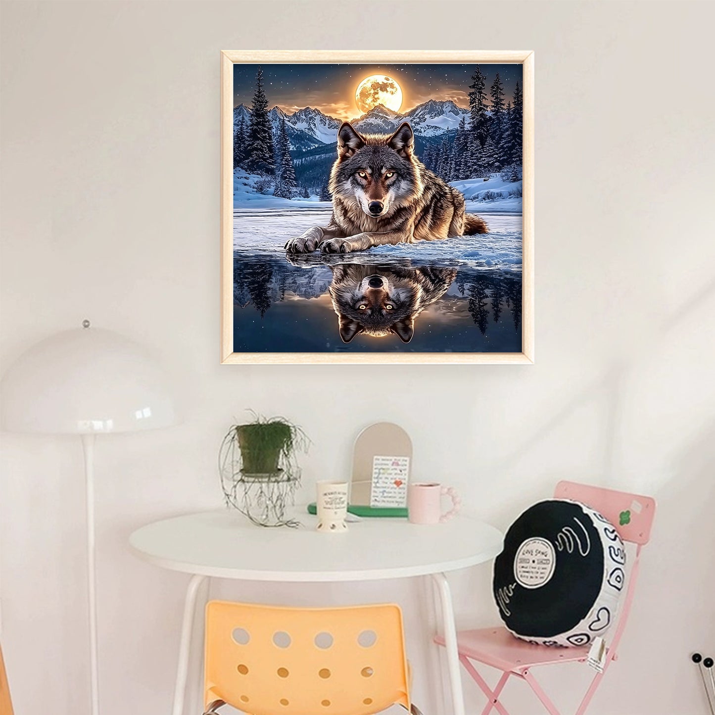Moonlit Wolf - Full 11CT Stamped Cross Stitch 40x40CM - Huacan