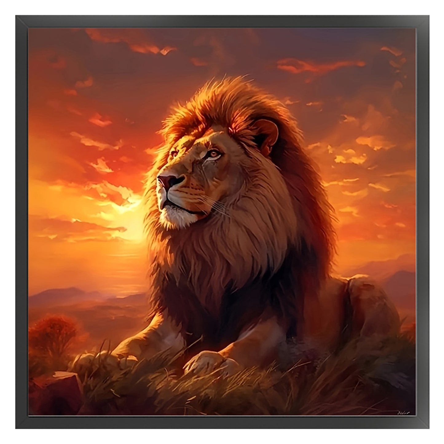 Sunset Lion King - Full 11CT Stamped Cross Stitch 40x40CM - Huacan
