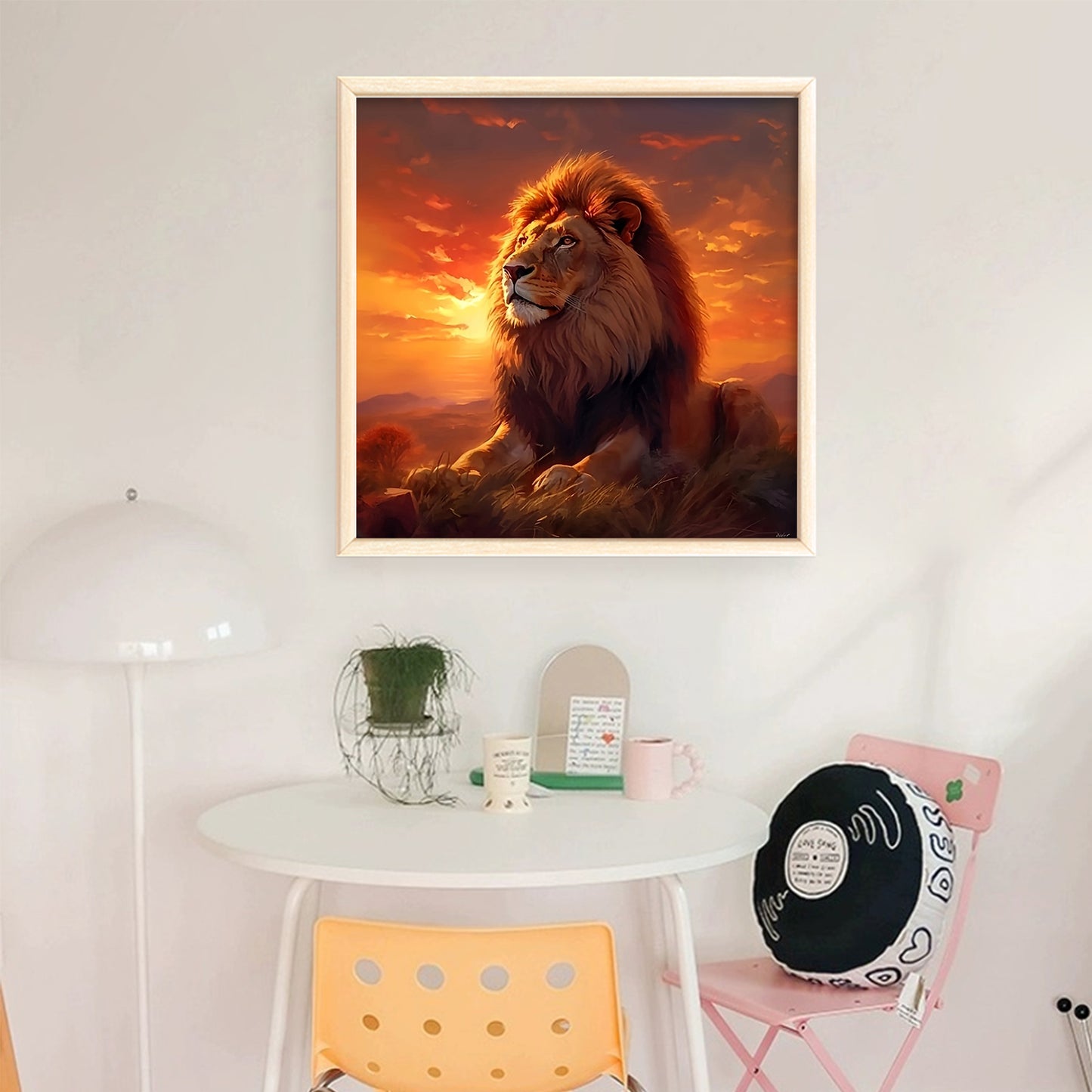 Sunset Lion King - Full 11CT Stamped Cross Stitch 40x40CM - Huacan