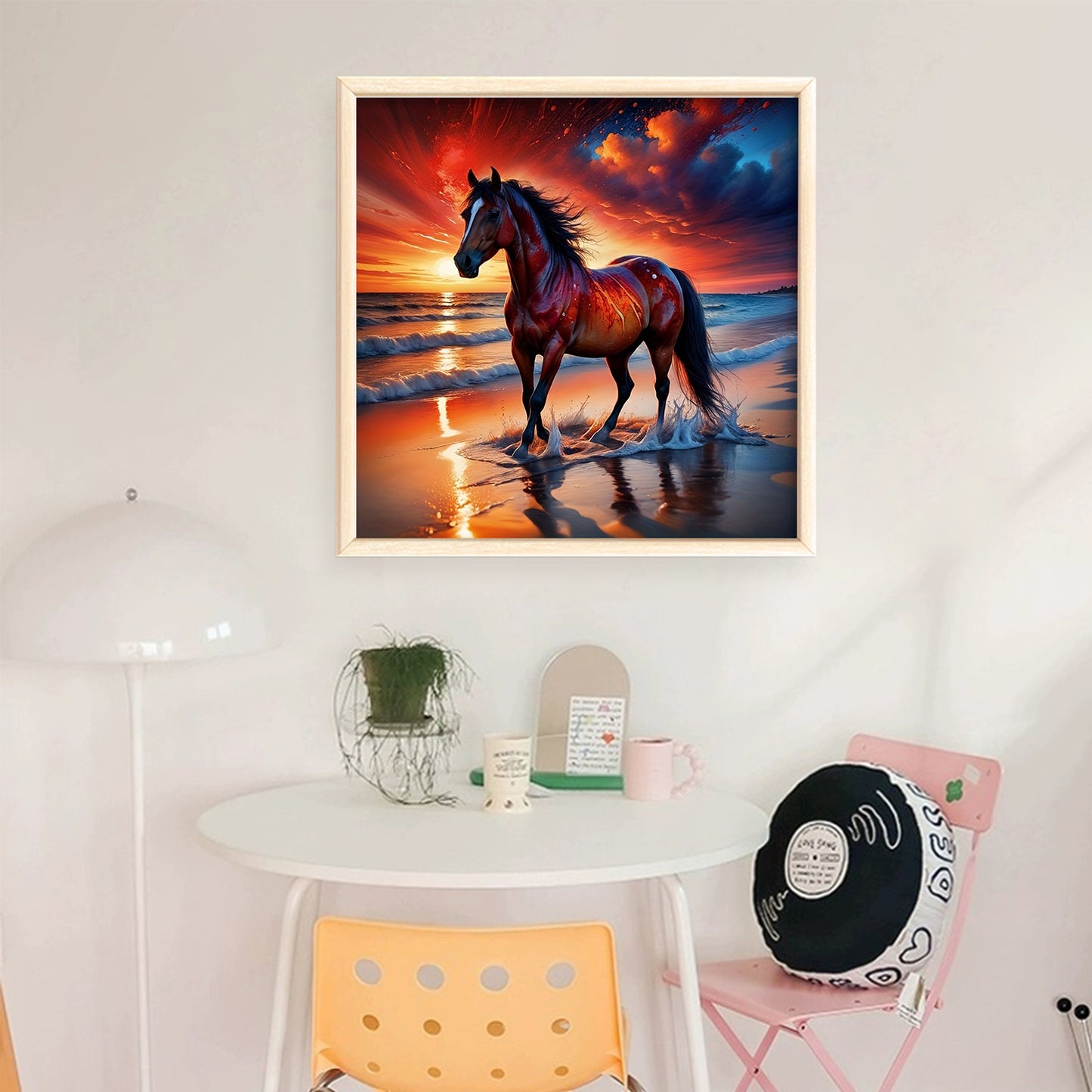 Beach Horse - Full 11CT Stamped Cross Stitch 40x40CM - Huacan