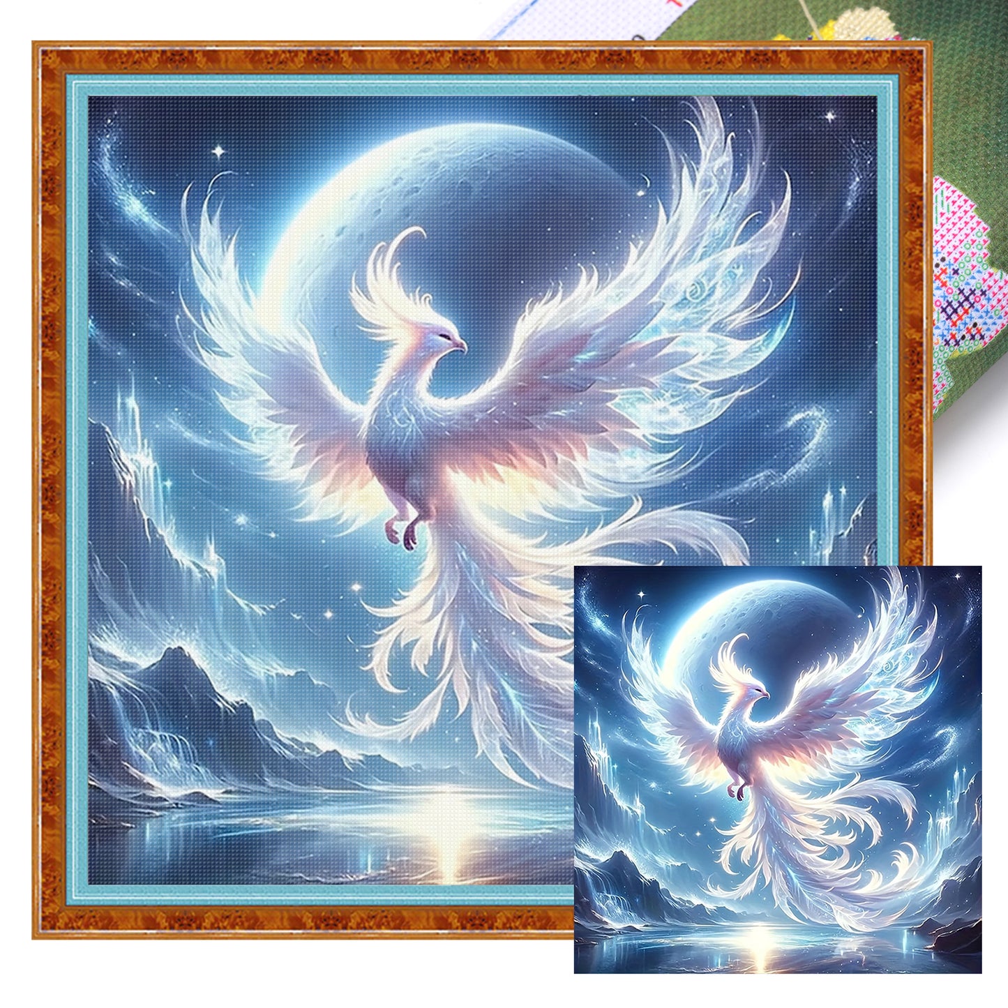 Moonlight Phoenix - Full 11CT Stamped Cross Stitch 40x40CM - Huacan
