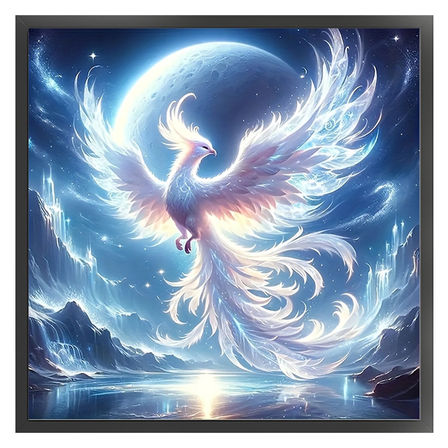 Moonlight Phoenix - Full 11CT Stamped Cross Stitch 40x40CM - Huacan