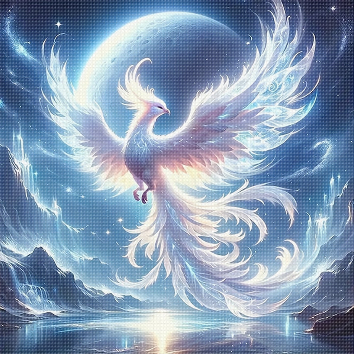 Moonlight Phoenix - Full 11CT Stamped Cross Stitch 40x40CM - Huacan