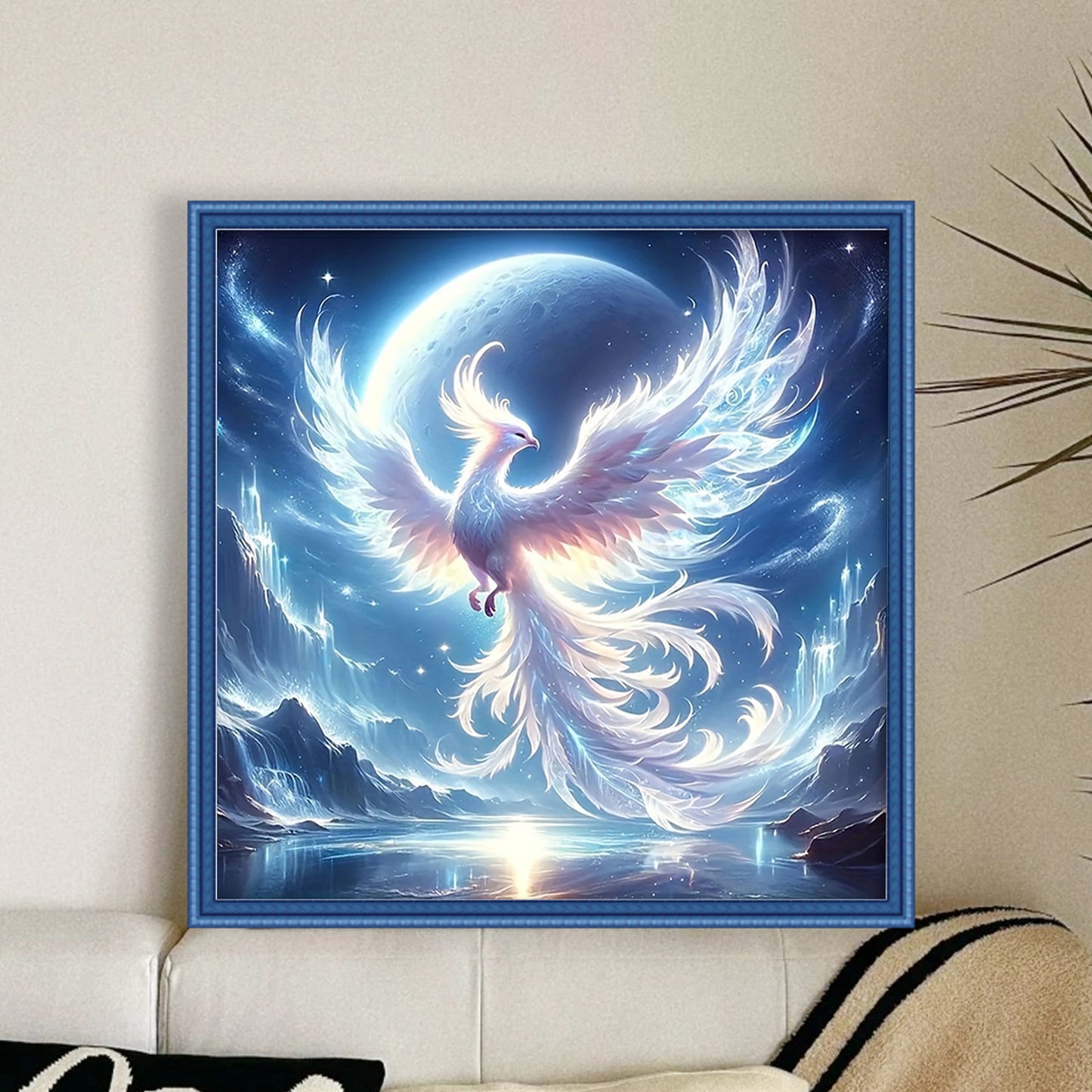 Moonlight Phoenix - Full 11CT Stamped Cross Stitch 40x40CM - Huacan