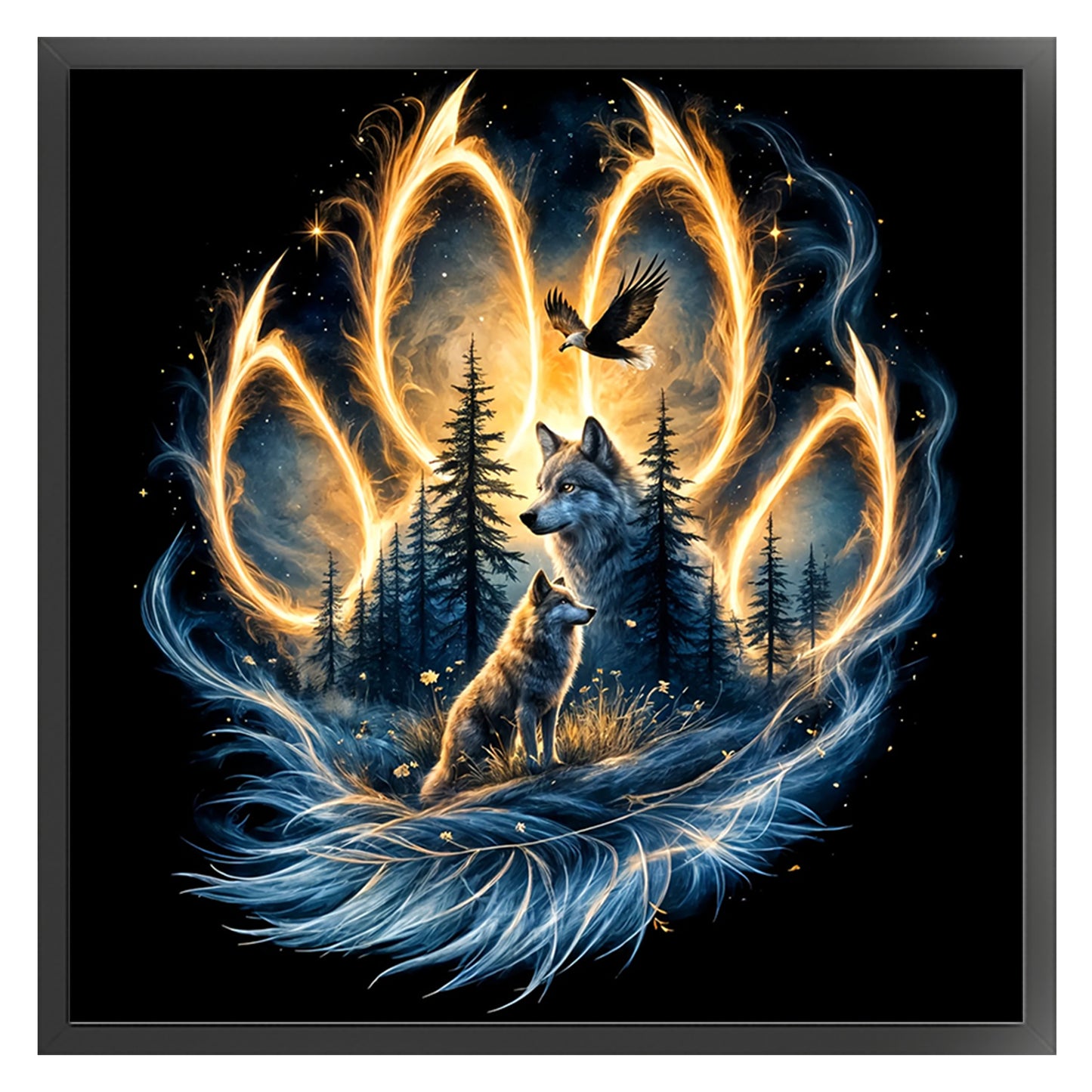 Wolf Paw Print - Full 11CT Stamped Cross Stitch 40x40CM - Huacan