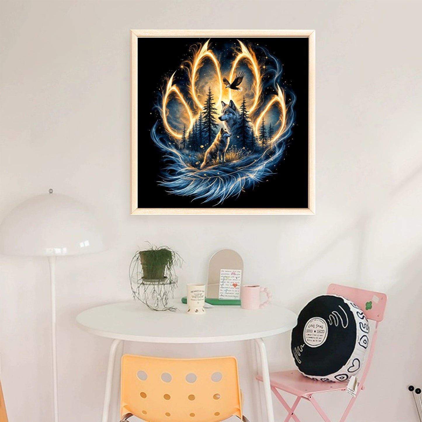 Wolf Paw Print - Full 11CT Stamped Cross Stitch 40x40CM - Huacan