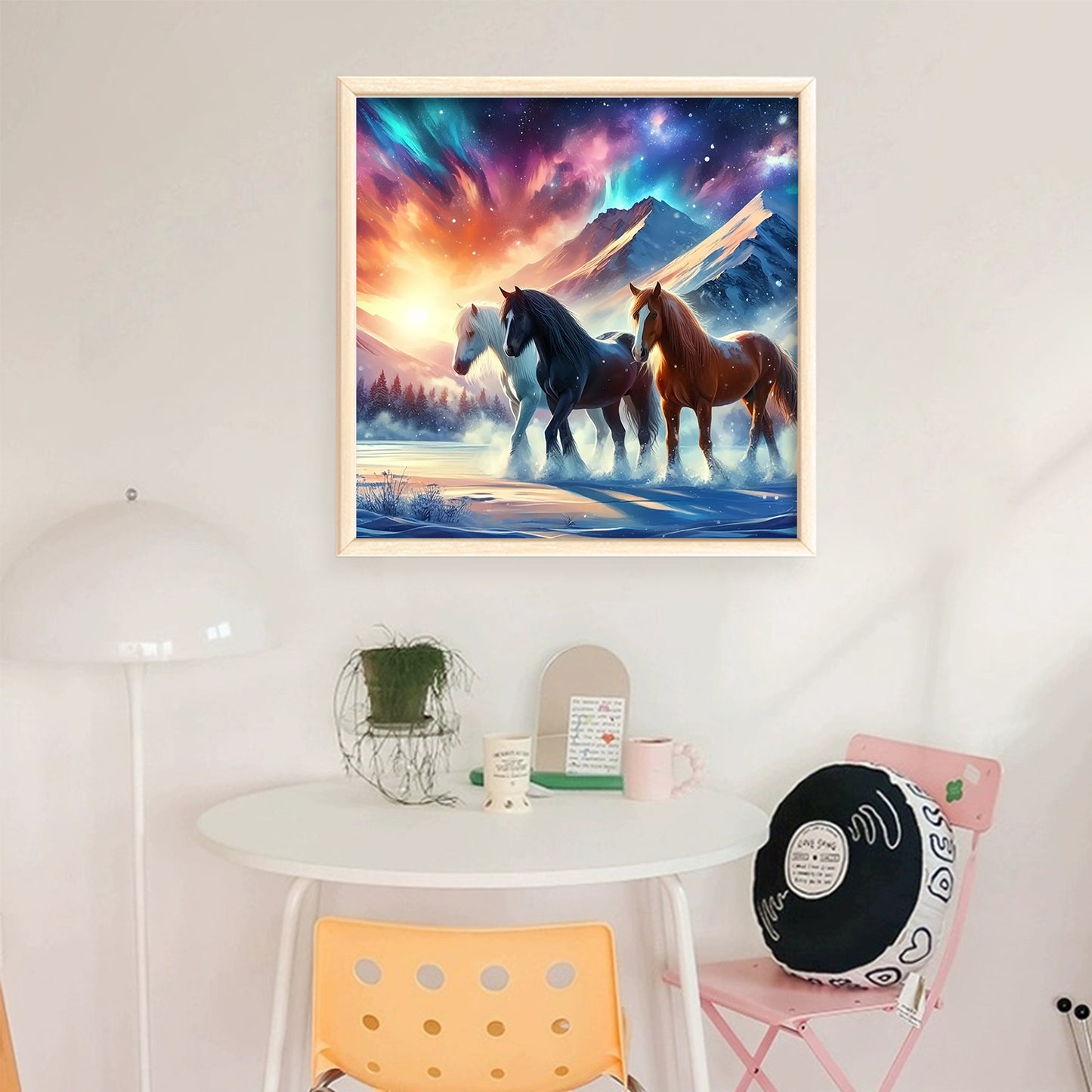 Three Wild Horses - Full 11CT Stamped Cross Stitch 40x40CM - Huacan