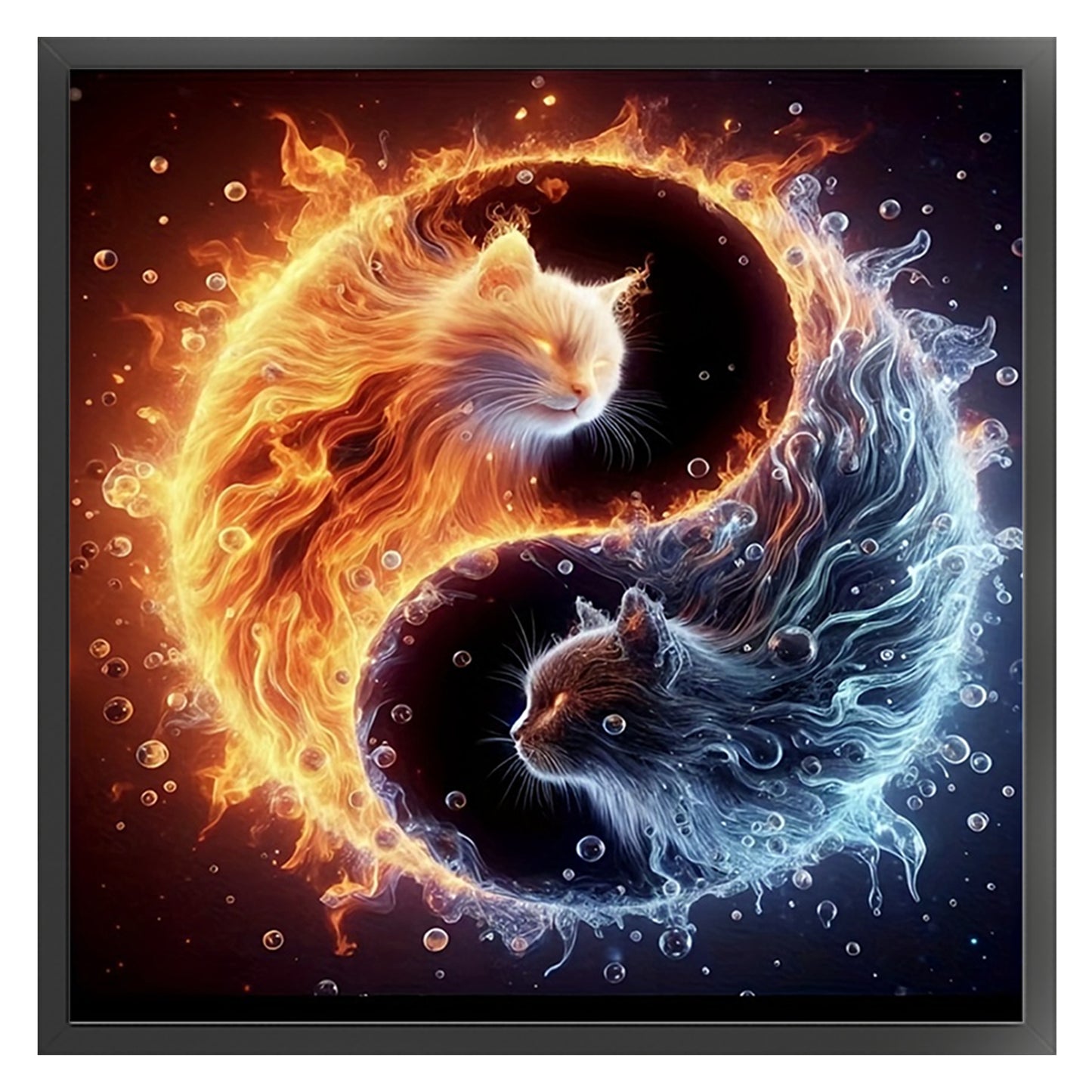 Yin Yang Cats - Full 11CT Stamped Cross Stitch 40x40CM - Huacan