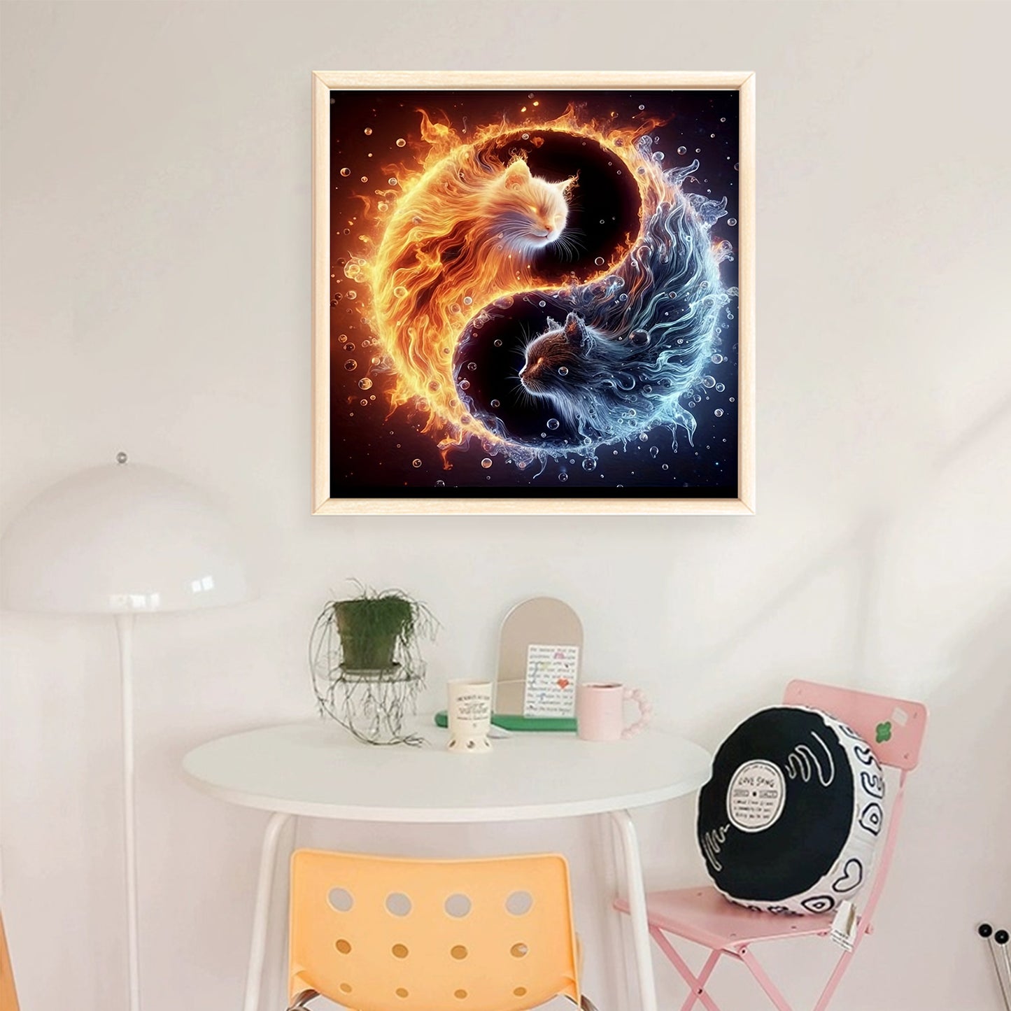 Yin Yang Cats - Full 11CT Stamped Cross Stitch 40x40CM - Huacan