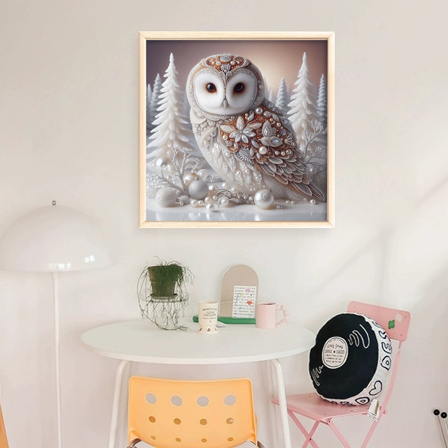 White Winter Owl - Full 11CT Stamped Cross Stitch 40x40CM - Huacan