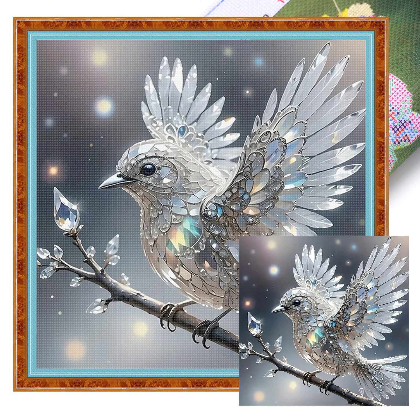 Crystal Bird - Full 11CT Stamped Cross Stitch 40x40CM - Huacan