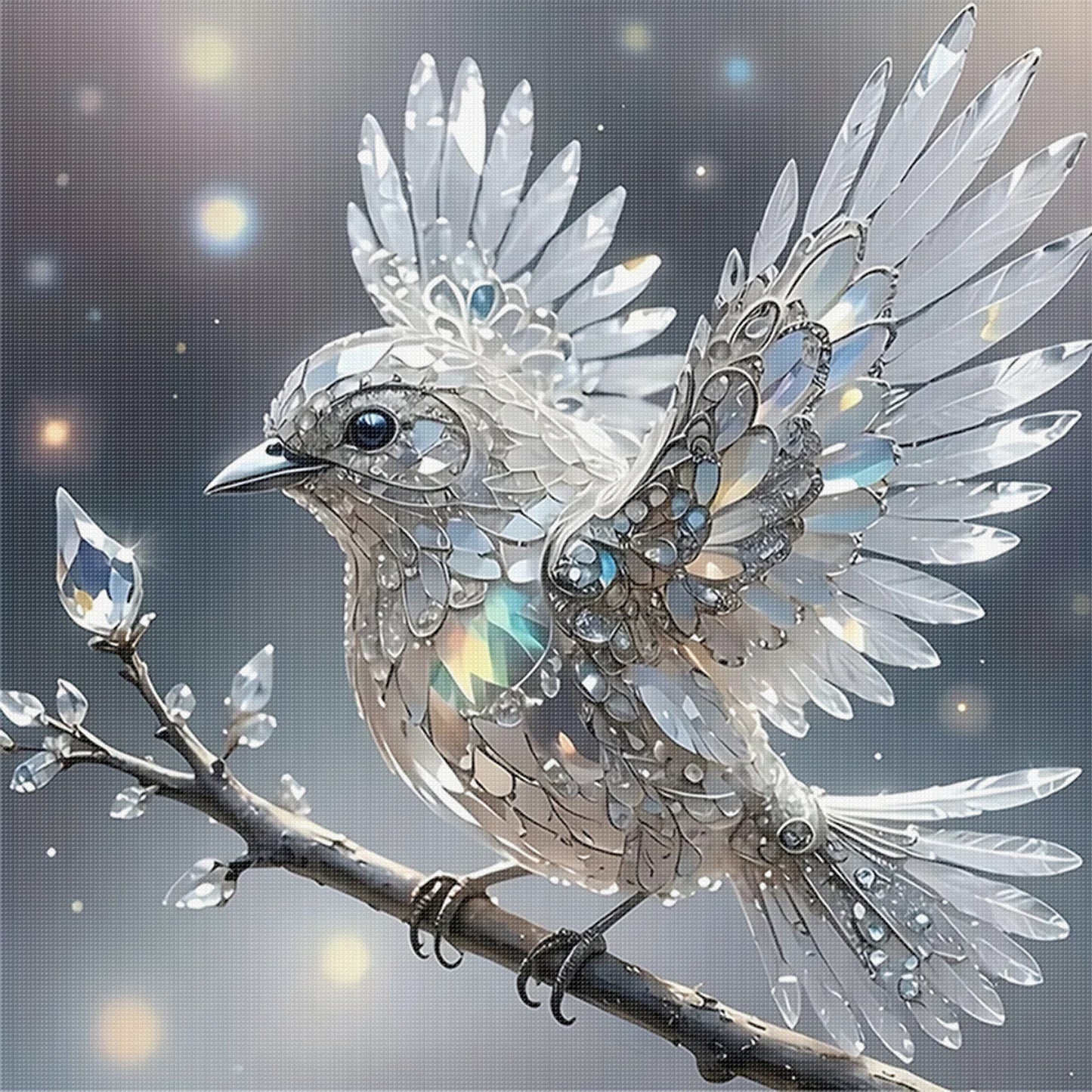 Crystal Bird - Full 11CT Stamped Cross Stitch 40x40CM - Huacan